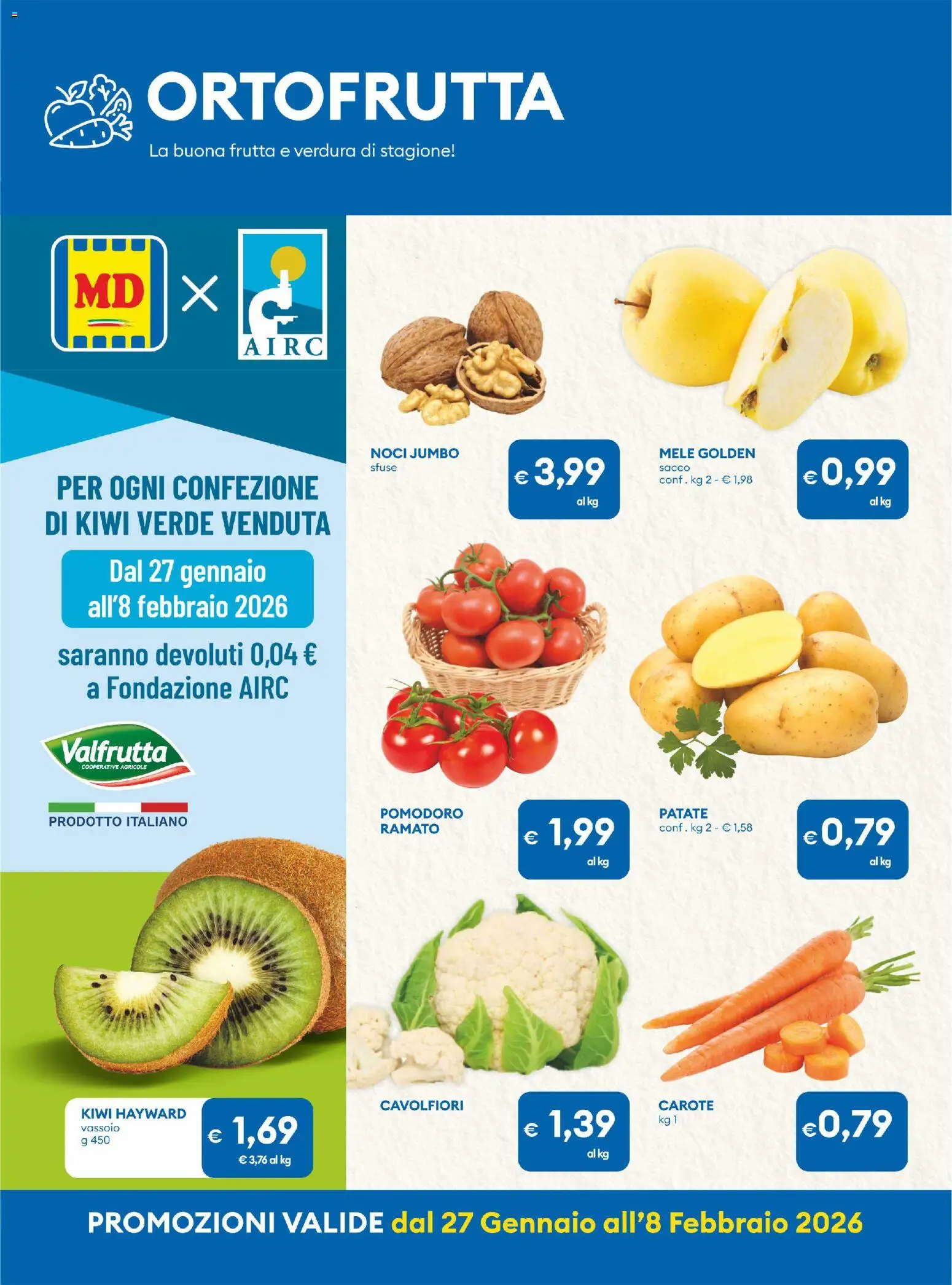 Volantino MD Discount del 27.01.2026 | Pagina: 11 | Prodotti: Kiwi, Frutta, Carote, Noci