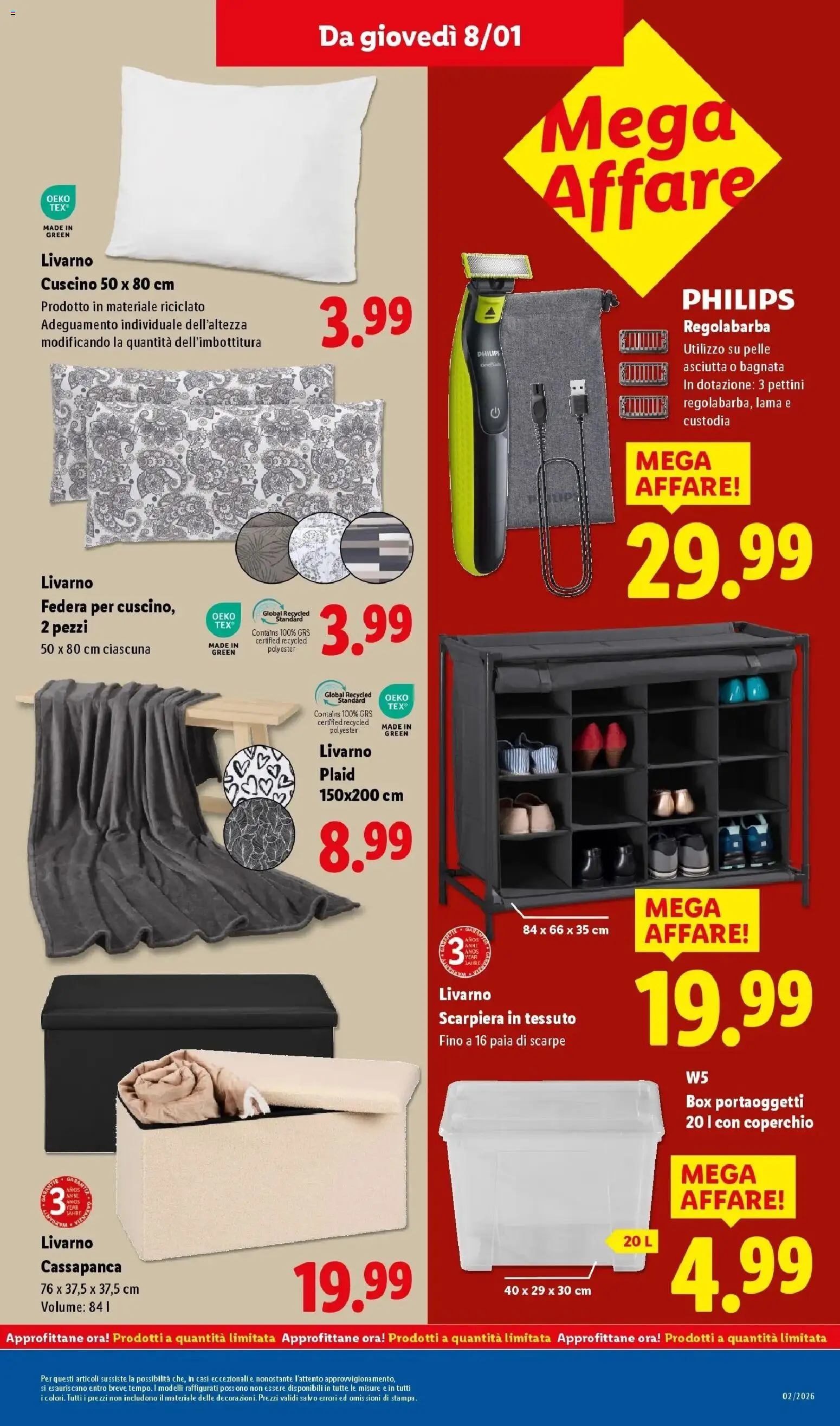 Volantino Lidl del 05.01.2026 | Pagina: 43 | Prodotti: Plaid, Scarpe, Scarpiera, Federa