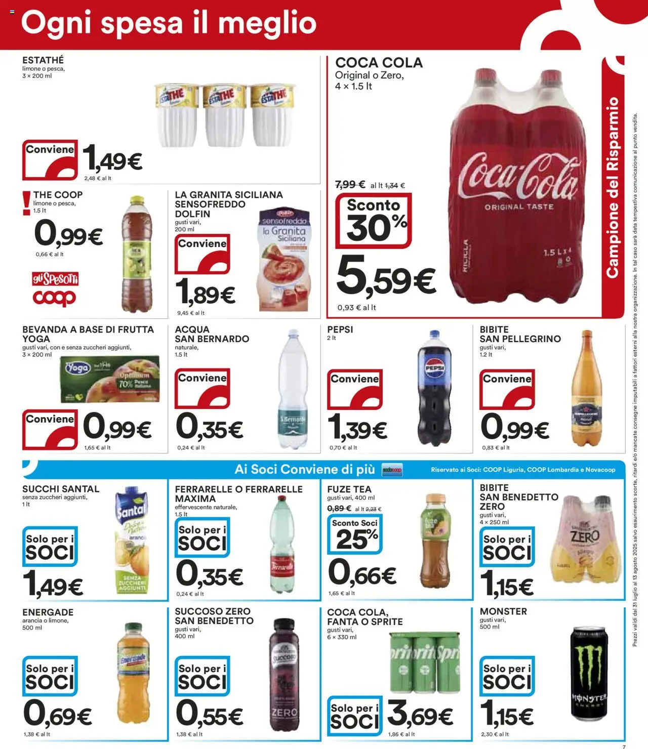Volantino Ipercoop del 31.07.2025 | Pagina: 7 | Prodotti: Data, Bibite, Arancia, Pepsi