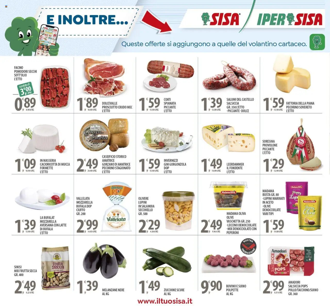 Volantino SISA del 08.08.2025 | Pagina: 18 | Prodotti: Provolone, Latte, Pomodori, Polpette