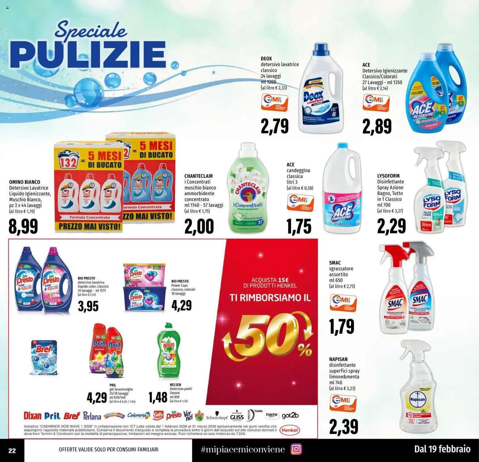 Volantino EMI del 19.02.2026 | Pagina: 22 | Prodotti: Limone, Lavatrice, Lavastoviglie, Profumo
