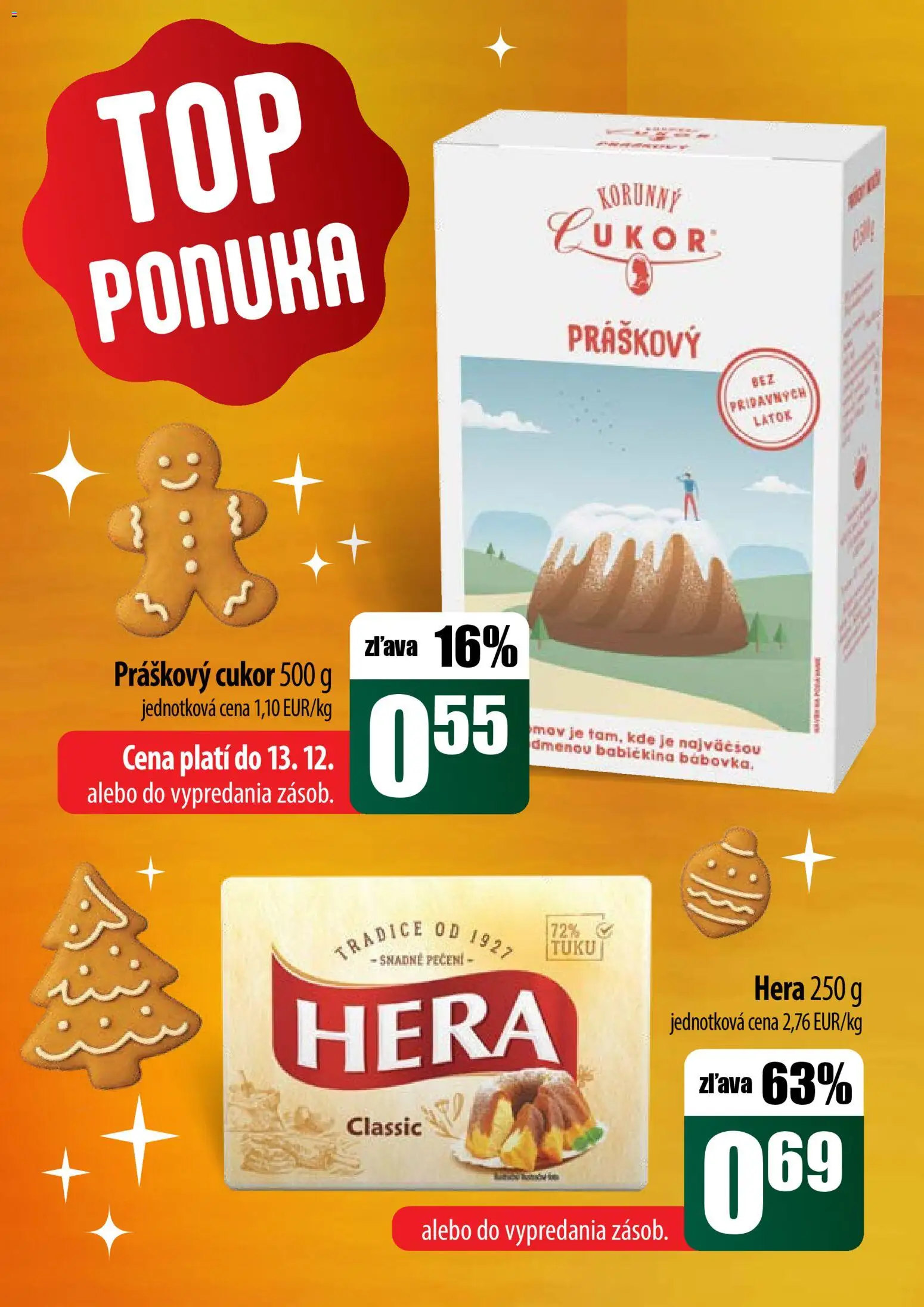 Nové COOP Jednota akcie – leták je platný od 11.12.2025 | Strana: 4 | Produkty: Práškový cukor, Cukor, Hera