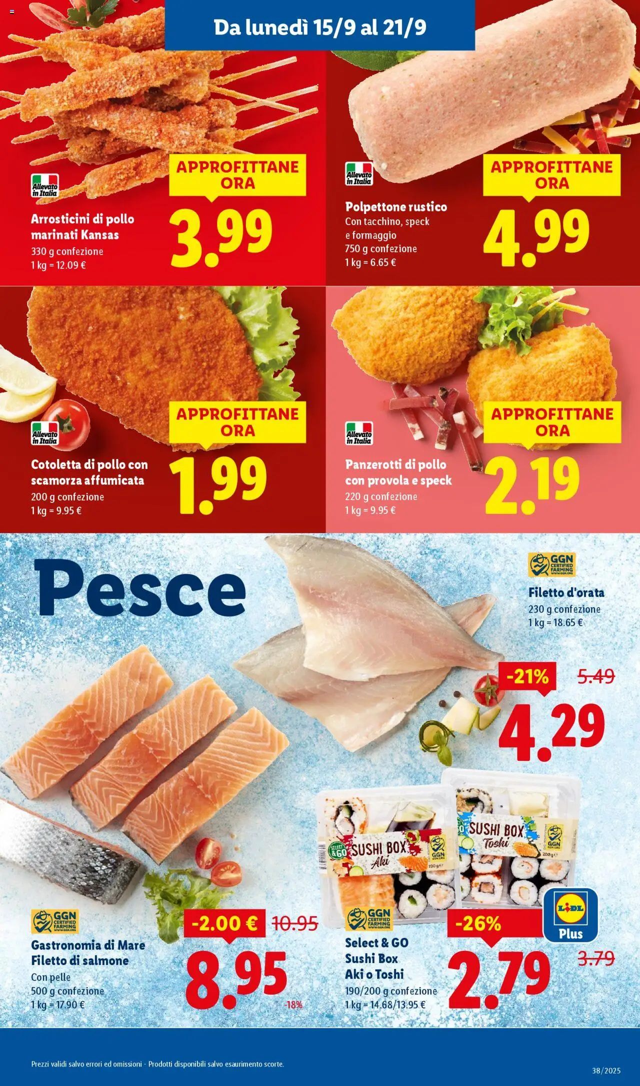 Volantino Lidl del 15.09.2025 | Pagina: 5 | Prodotti: Speck, Pollo, Formaggio, Sushi