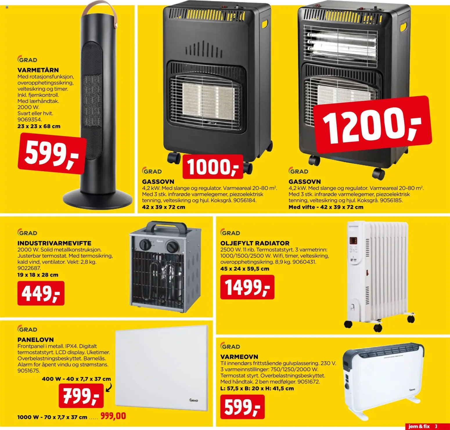 {H1} | Side: 3 | Produkter: Panelovn, Vekt, Vifte, Radiator