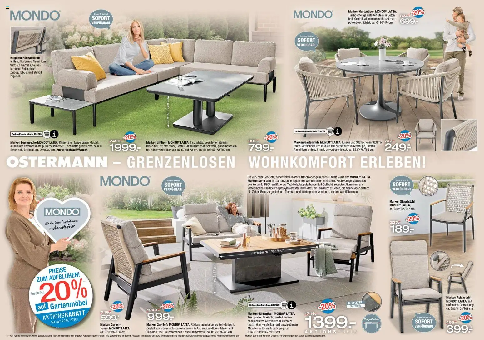 Ostermann Prospekt Gartenmöbel – gültig ab 16.04.2026 | Seite: 5 | Produkte: Kissen, Sessel, Gartenmöbel