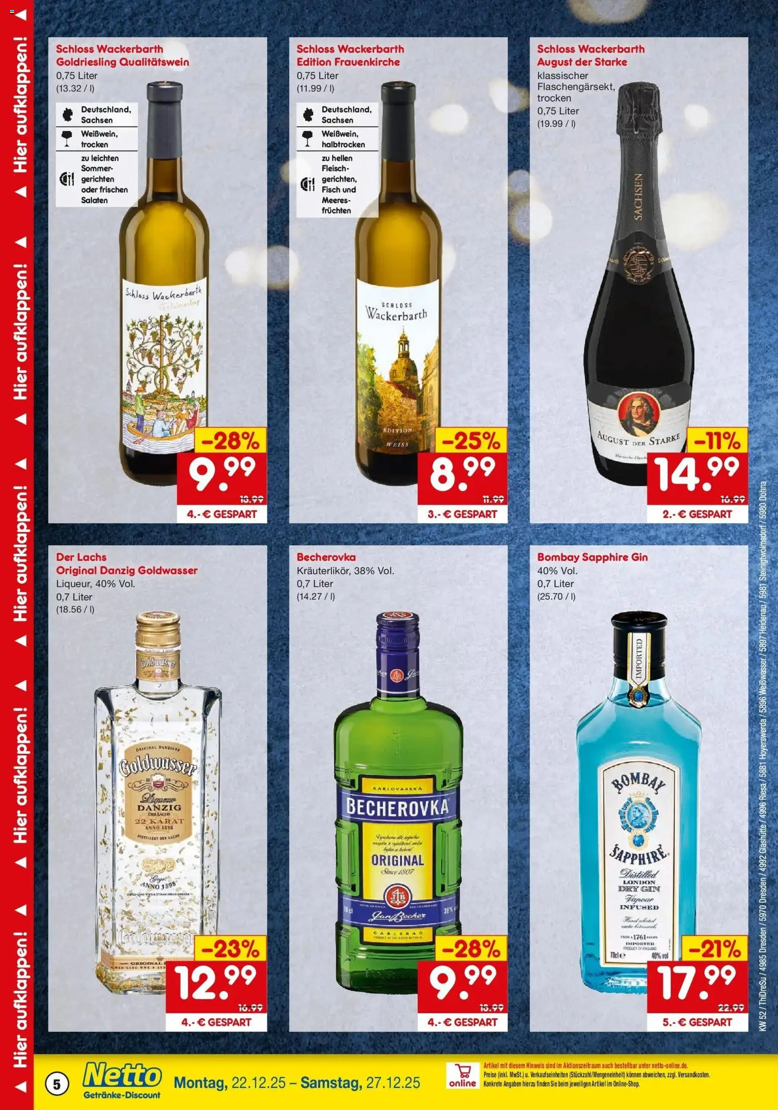 Netto Marken-Discount prospekt Riesa	 – gültig ab 22.12.2025 | Seite: 5 | Produkte: Fisch, Lachs, Gin, Fleisch