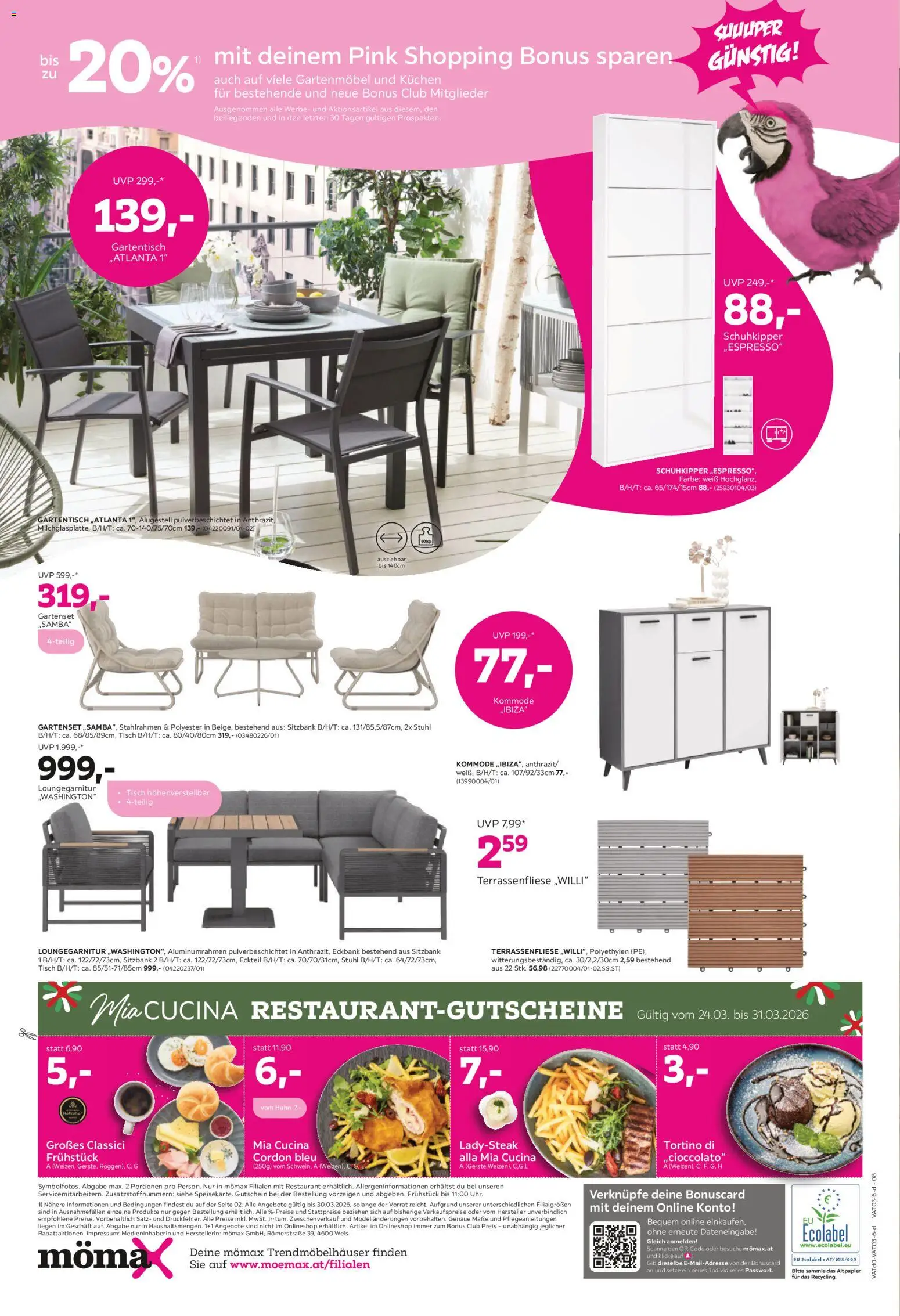 Mömax Prospekt aktuell gültig ab 24.03.2026 | Seite: 8 | Produkte: Kommode, Tisch, Stuhl, Gartenmöbel