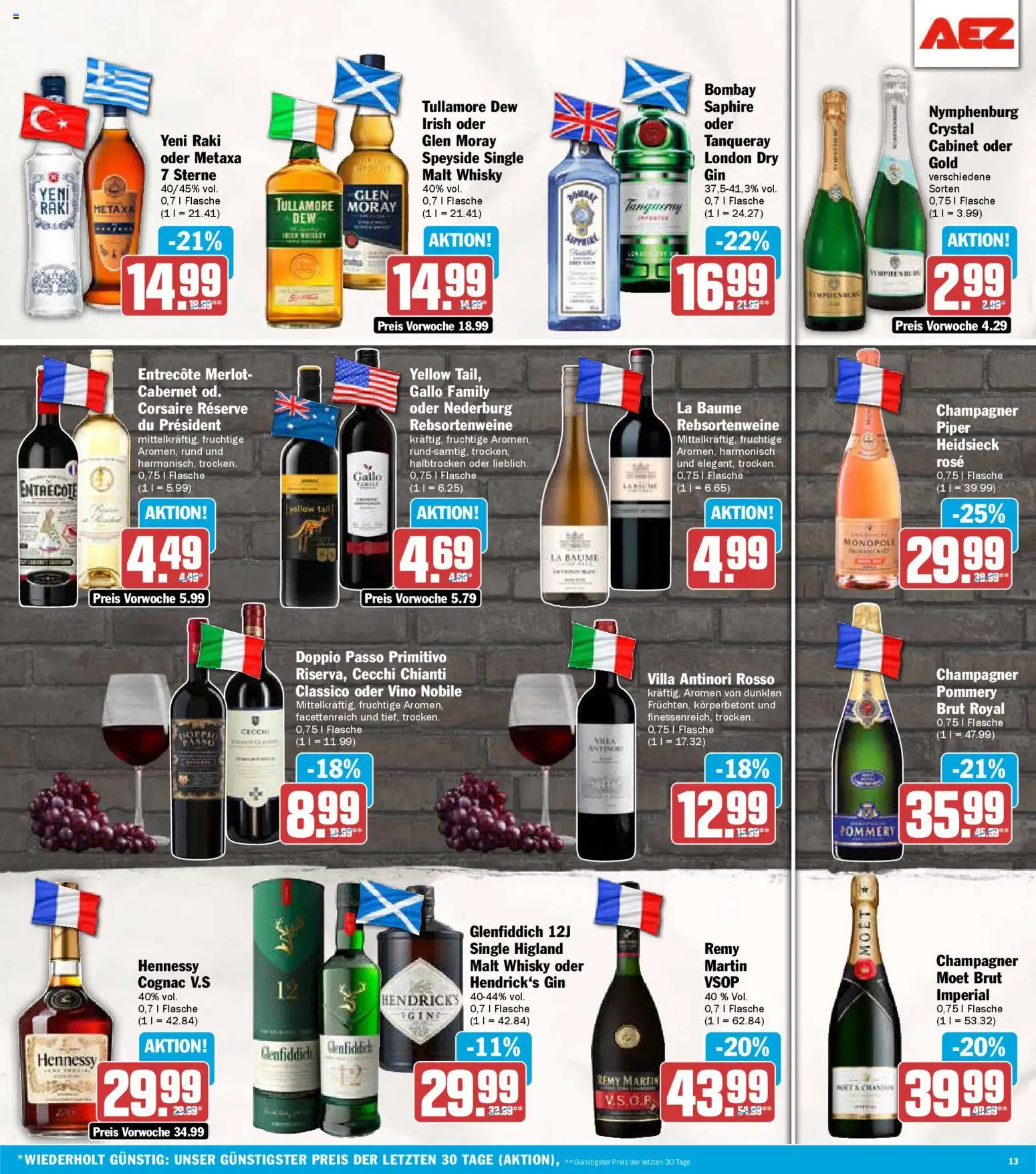 AEZ Prospekt 	 – gültig ab 17.11.2025 | Seite: 13 | Produkte: Whisky, Metaxa, Doppio Passo, Gin