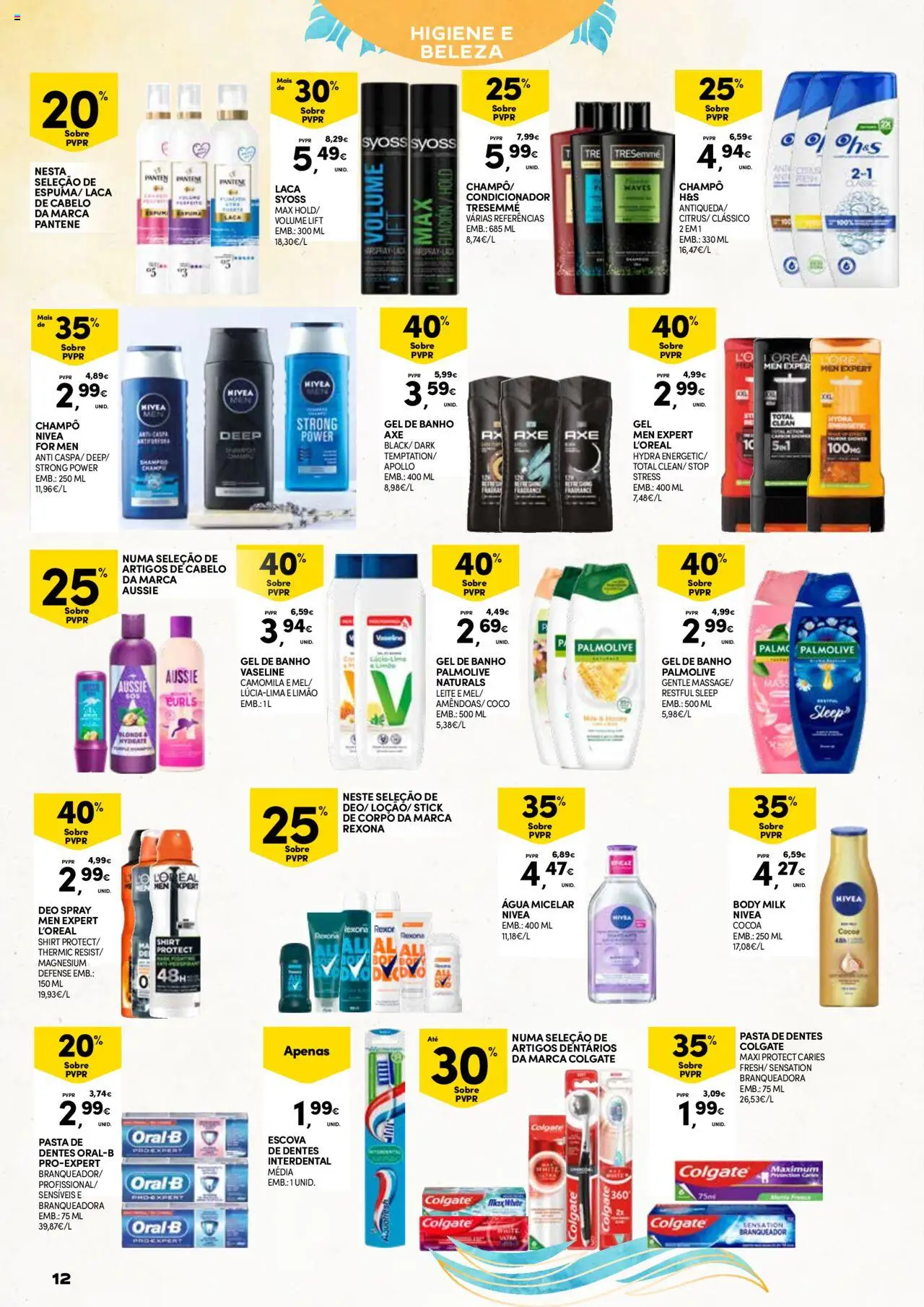 Continente - Verão │ válido de 17.06.2025 | Página: 12 | Produtos: Condicionador, Água micelar, Gel de banho, Escova de dentes