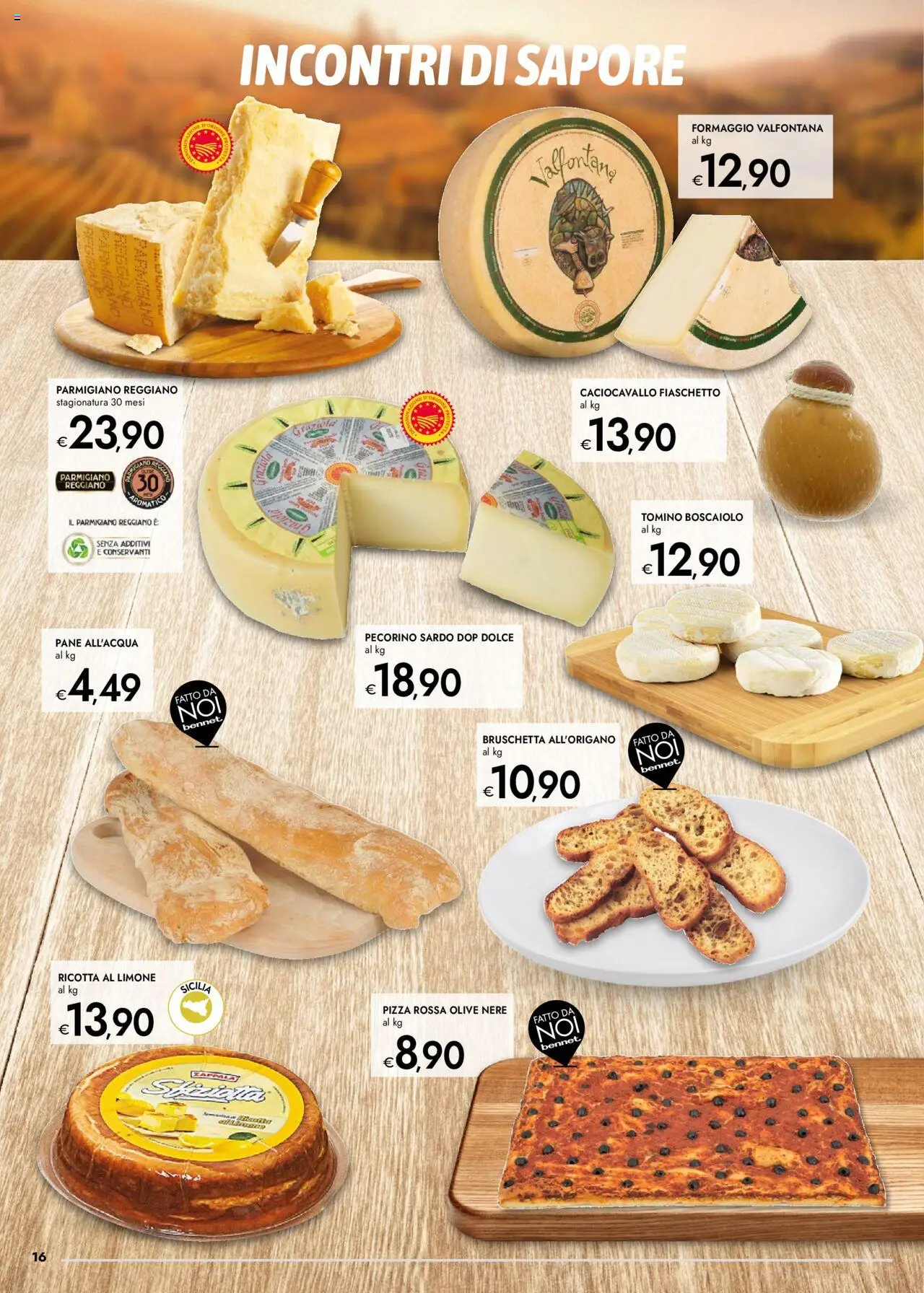 Volantino bennet del 16.10.2025 | Pagina: 16 | Prodotti: Pane, Limone, Parmigiano reggiano, Pecorino