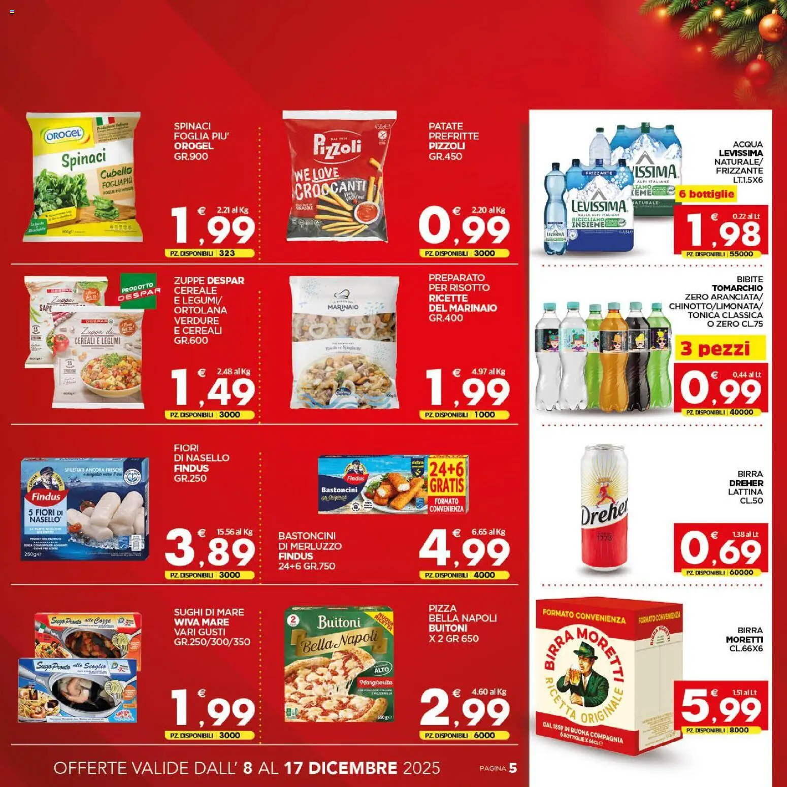 Volantino Eurospar del 08.12.2025 | Pagina: 5 | Prodotti: Birra, Merluzzo, Cereali, Bibite