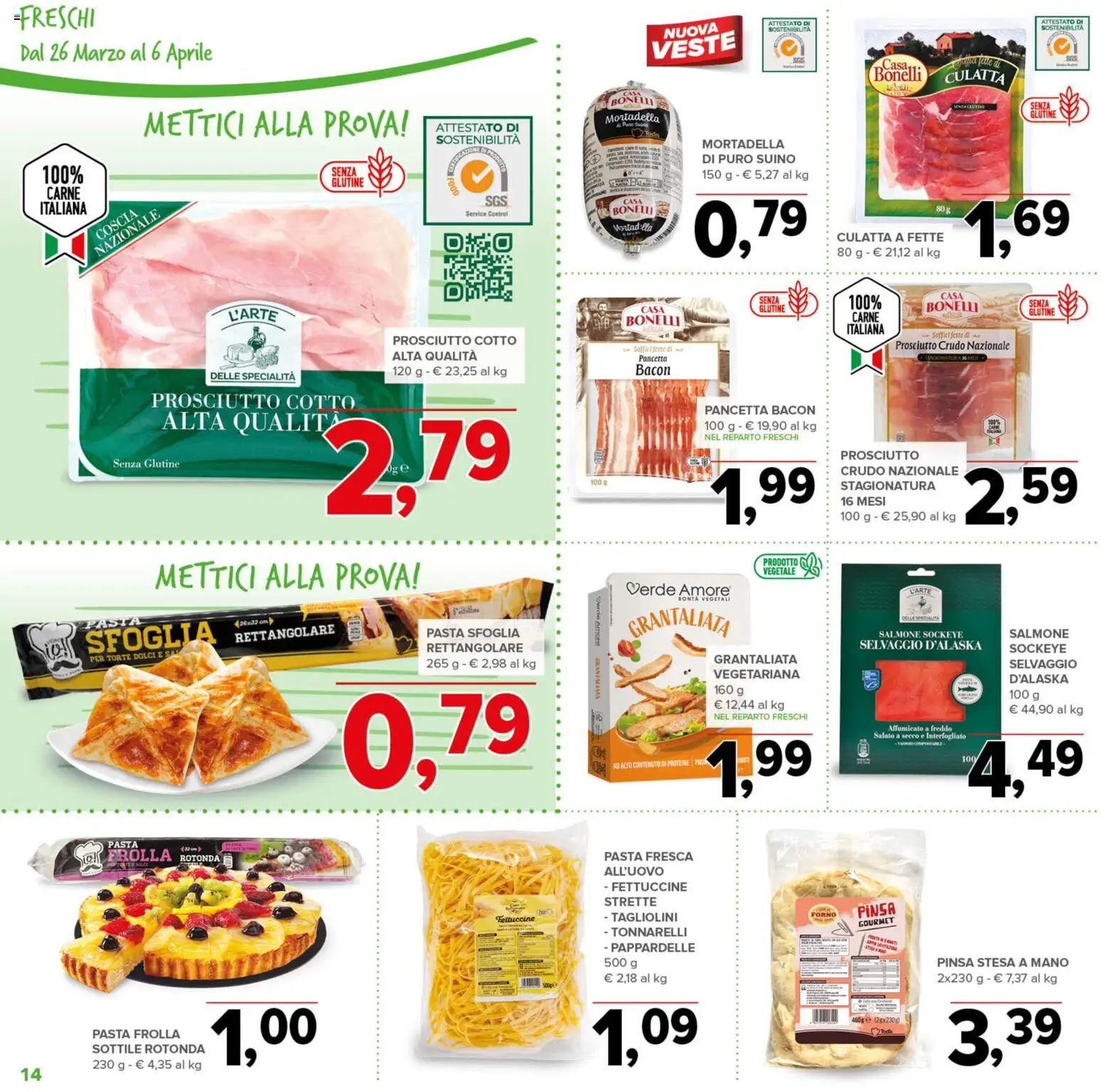 Volantino Todis del 26.03.2026 | Pagina: 14 | Prodotti: Pancetta, Suino, Prosciutto, Pasta