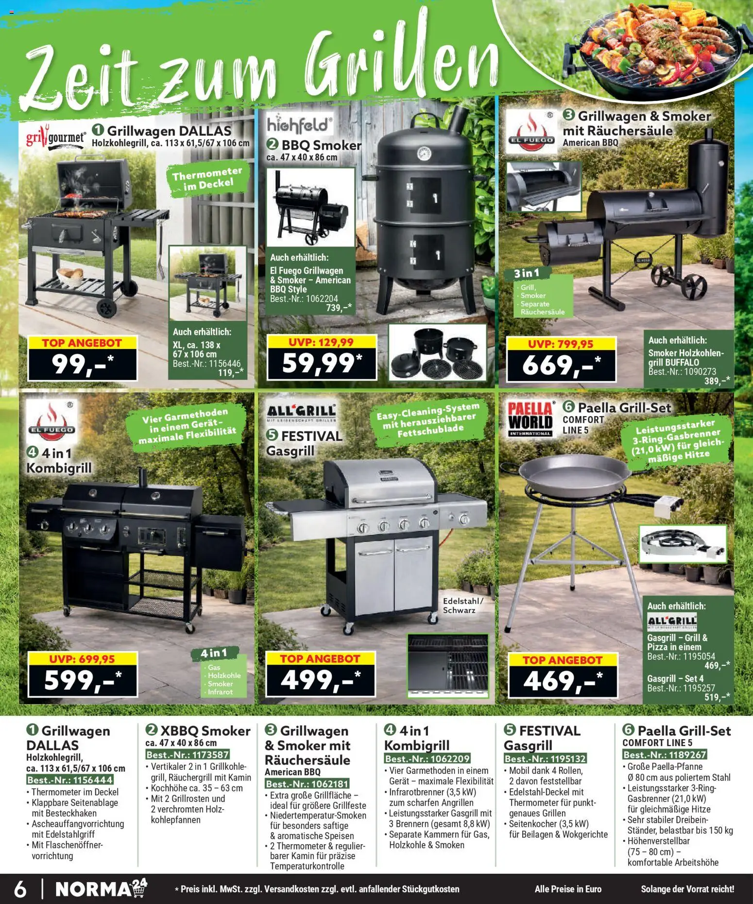 Norma Bestellmagazin März 2026 – gültig ab 01.03.2026 | Seite: 6 | Produkte: Top, Grill, Thermometer, Kamin