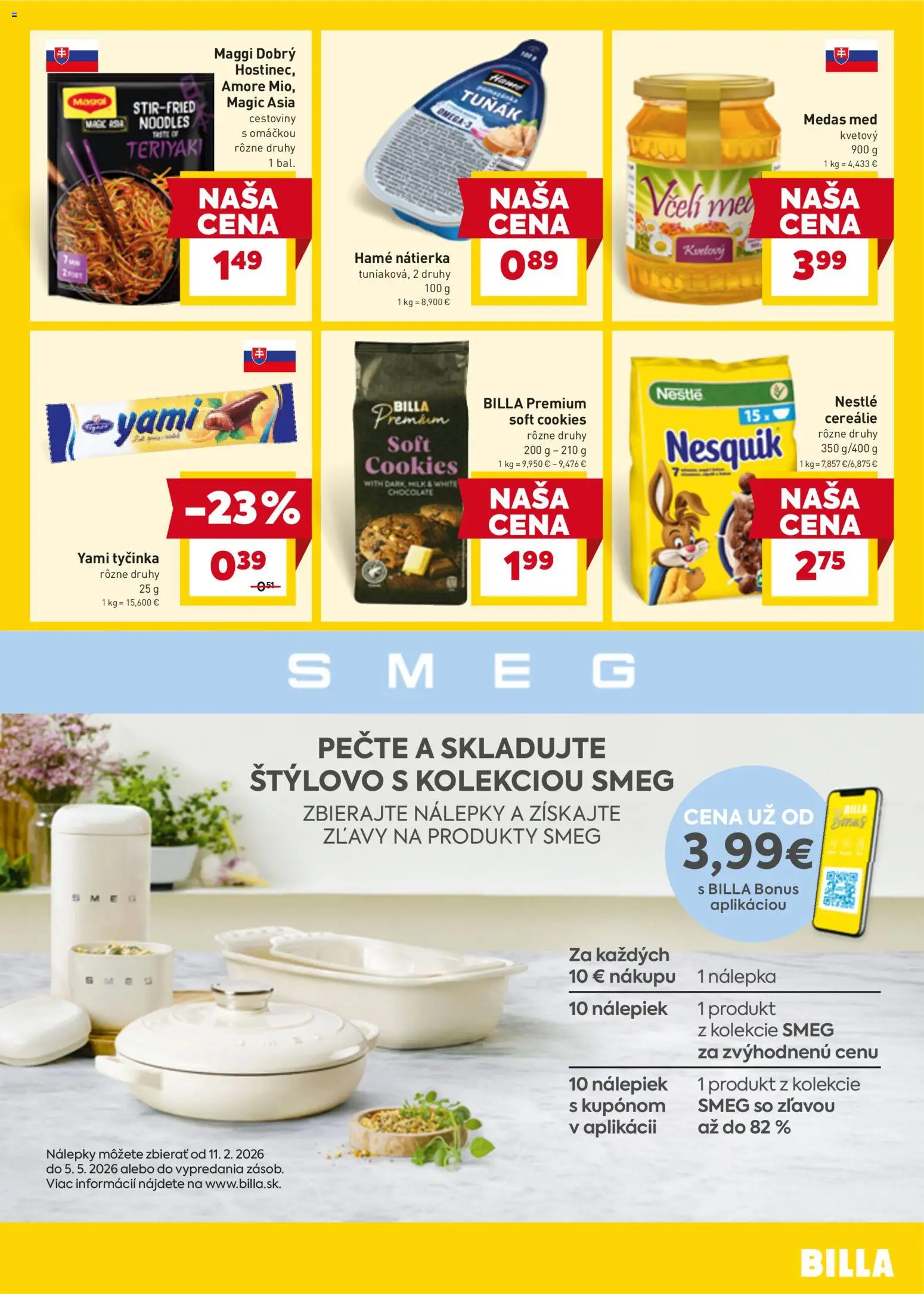 Nové Billa akcie – leták je platný od 07.04.2026 | Strana: 19 | Produkty: Cestoviny, Cereálie, Med, Nesquik