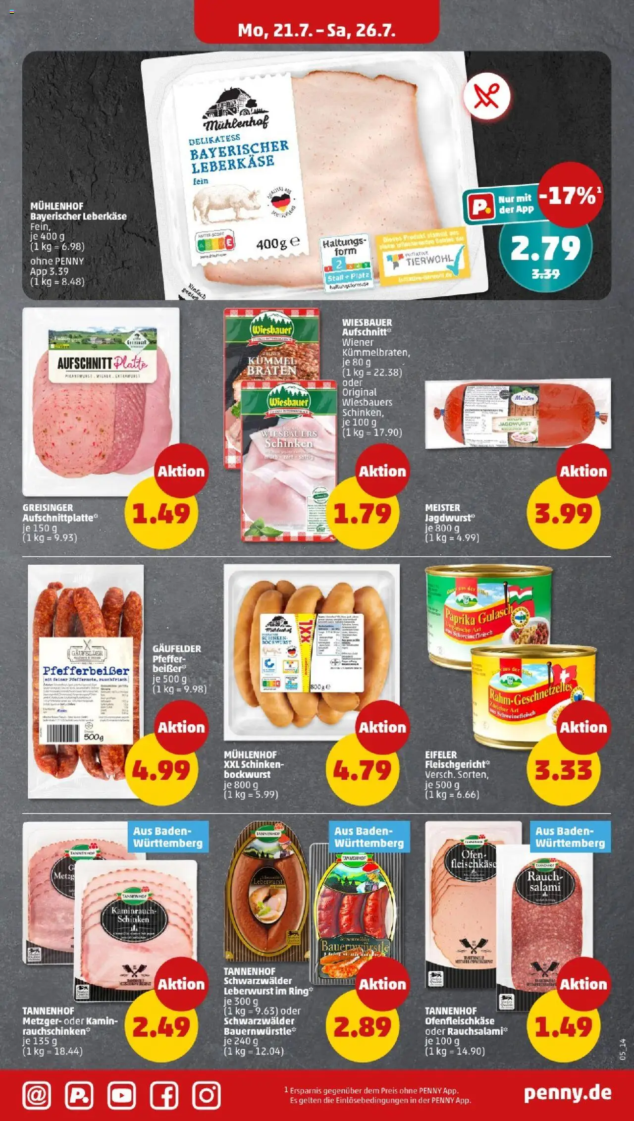 Penny - Baden-Württemberg - gültig ab dem 21.07.2025 | Seite: 5 | Produkte: Kamin, Paprika, Salami, Schweinefleisch