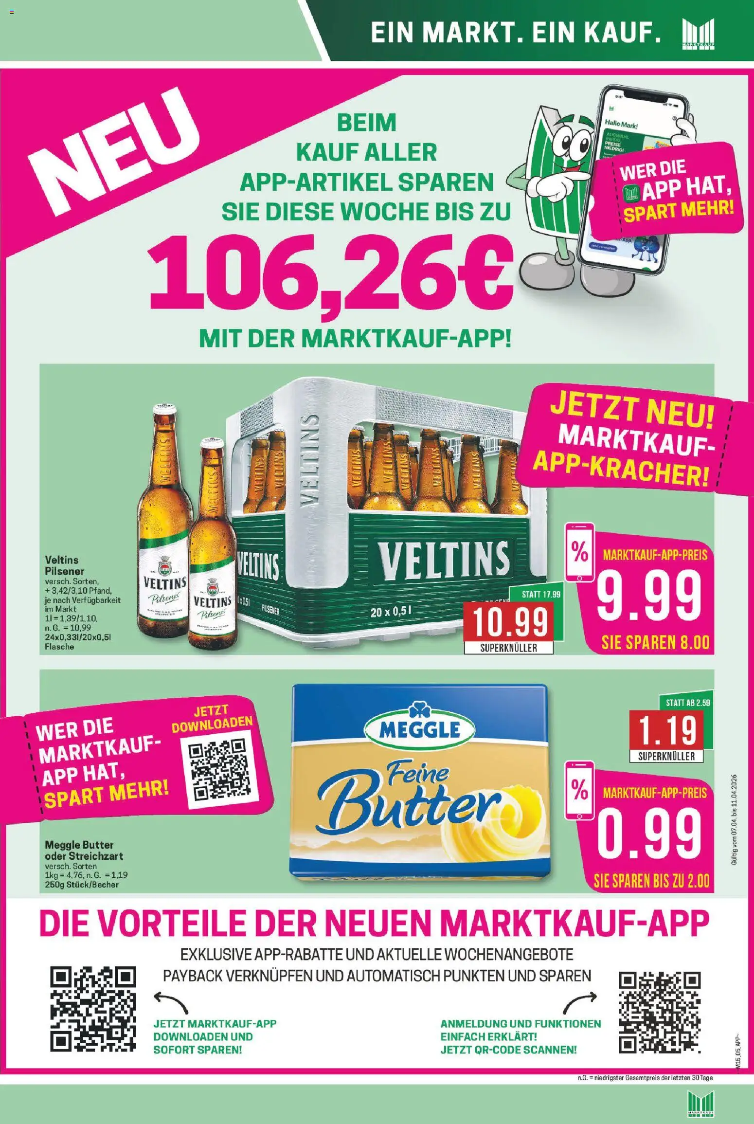 Marktkauf Prospekt 	 – gültig ab 07.04.2026 | Seite: 5 | Produkte: Butter, Meggle butter, Veltins