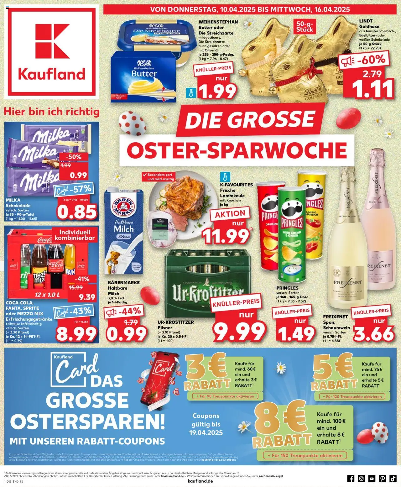 Kaufland - Leipzig-Reudnitz-Thonberg, Dresdner Straße 80 - gültig ab dem 10.04.2025 | Seite: 1 | Produkte: Cola, Milch, Olivenol, Weihenstephan butter