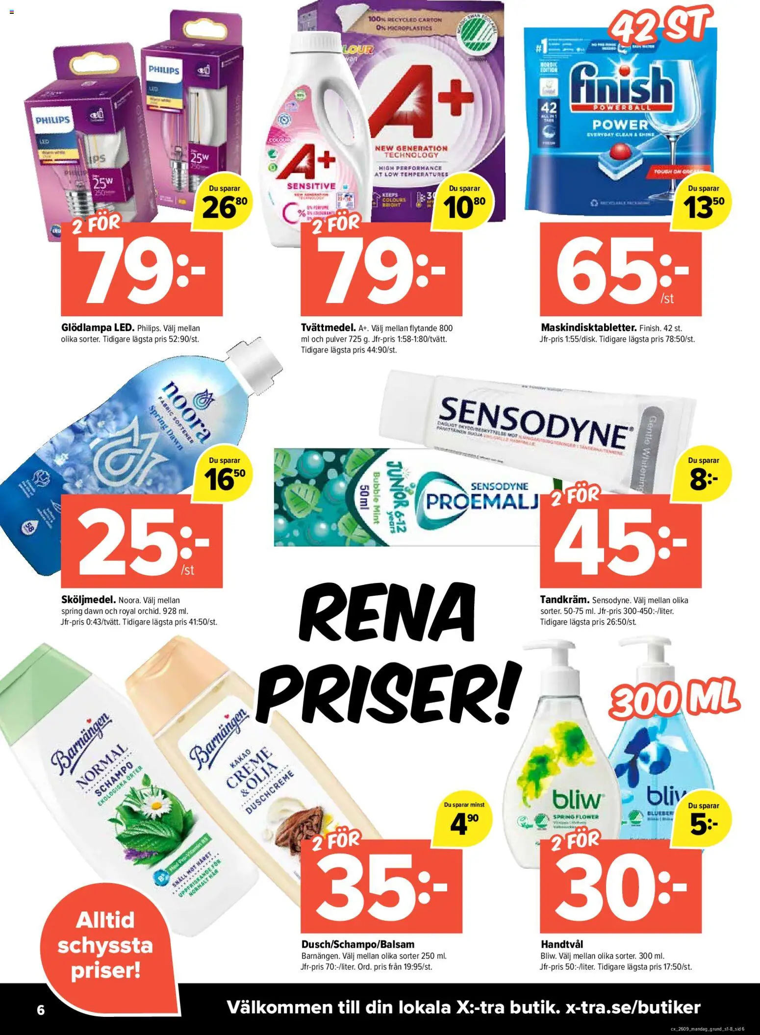 Coop X:-TRA reklamblad aktuell från 23.02.2026 | Sida: 6 | Produkter: Schampo, Olja, Handtvål