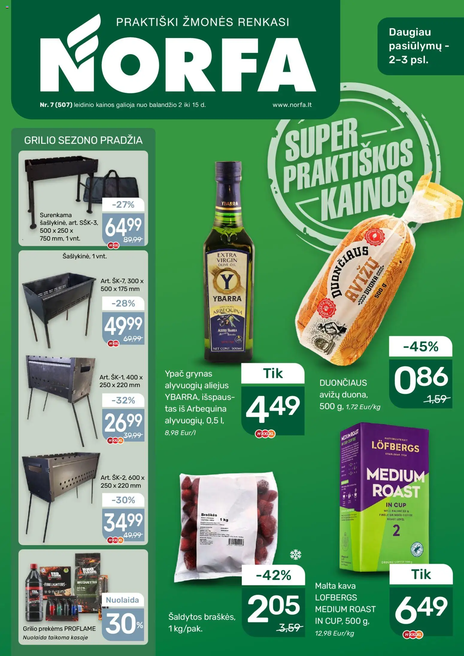 NORFA akcijos nuo 02.04.2026 | Puslapis: 1 | Prekių: Aliejus, Kava, Braškės