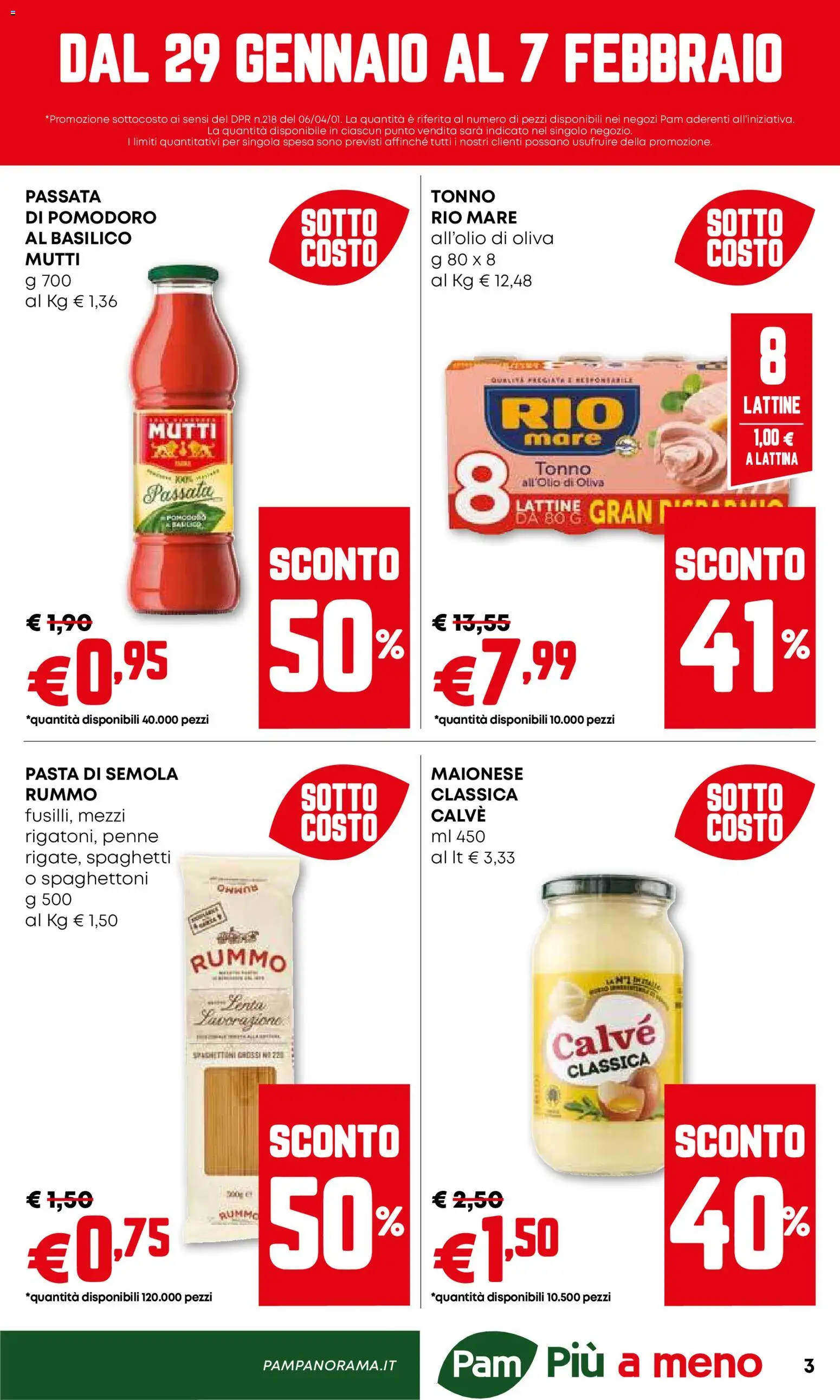 Volantino PAM del 29.01.2026 | Pagina: 3 | Prodotti: Maionese, Basilico, Tonno, Penne