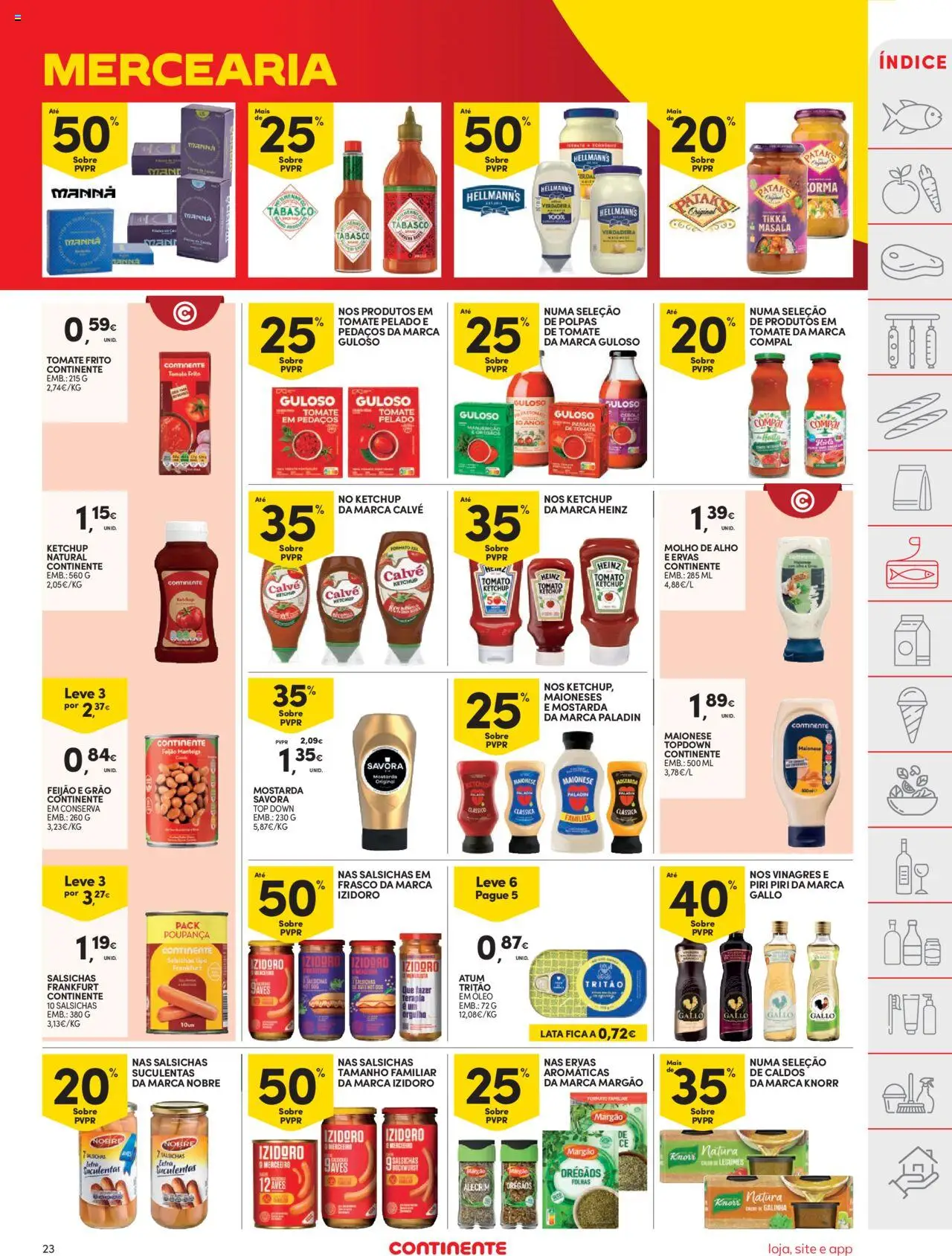 Continente folheto │ válido de 14.10.2025 | Página: 23 | Produtos: Atum, Top, Cebola, Manteiga