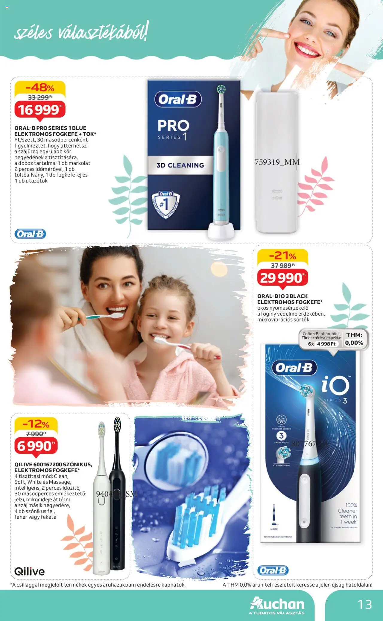 Auchan akciós ujság - amely érvényes a következő dátumtól: 22.05.2025 | Oldal: 13 | Termékek: Elektromos fogkefe, Doboz, Fogkefe