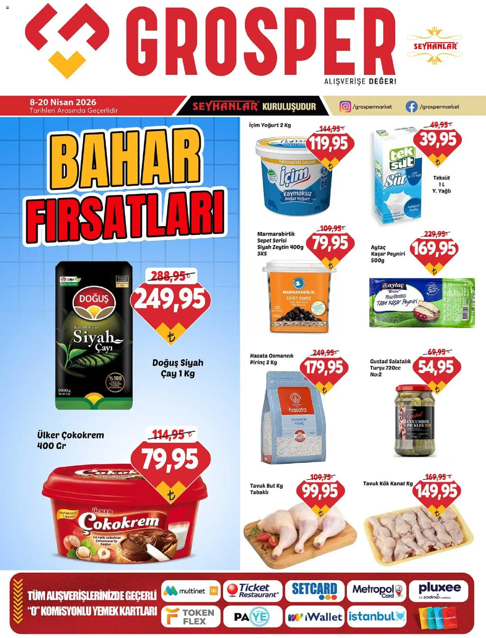 Grosper Katalog - 08.04.2026 tarihinden itibaren geçerlidir | Sayfa: 1 | Ürünler: Yoğurt, Çay, Salatalık, Zeytin