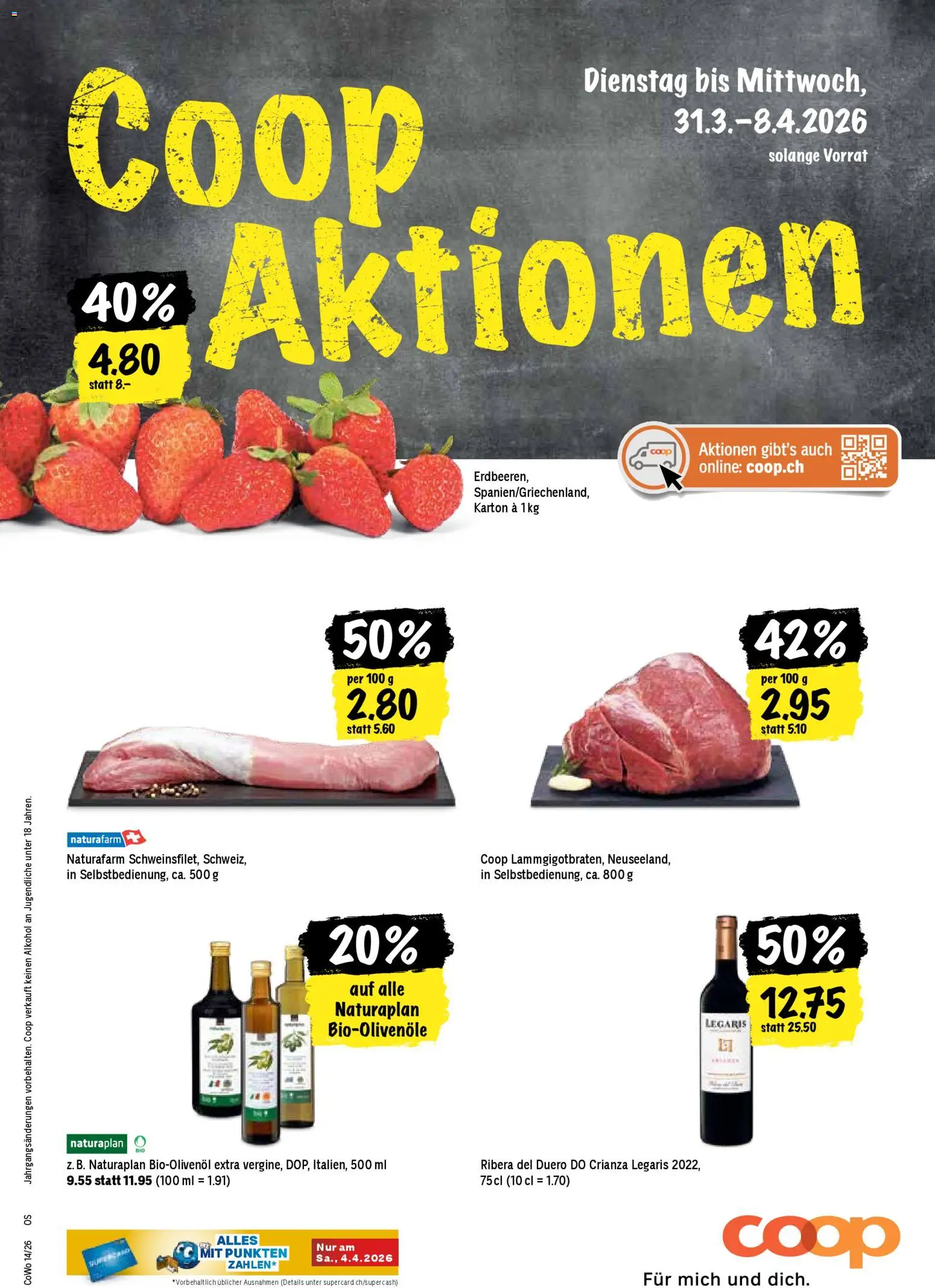 Coop aktionen – gültig ab 31.03.2026 | Seite: 1 | Produkte: Erdbeeren