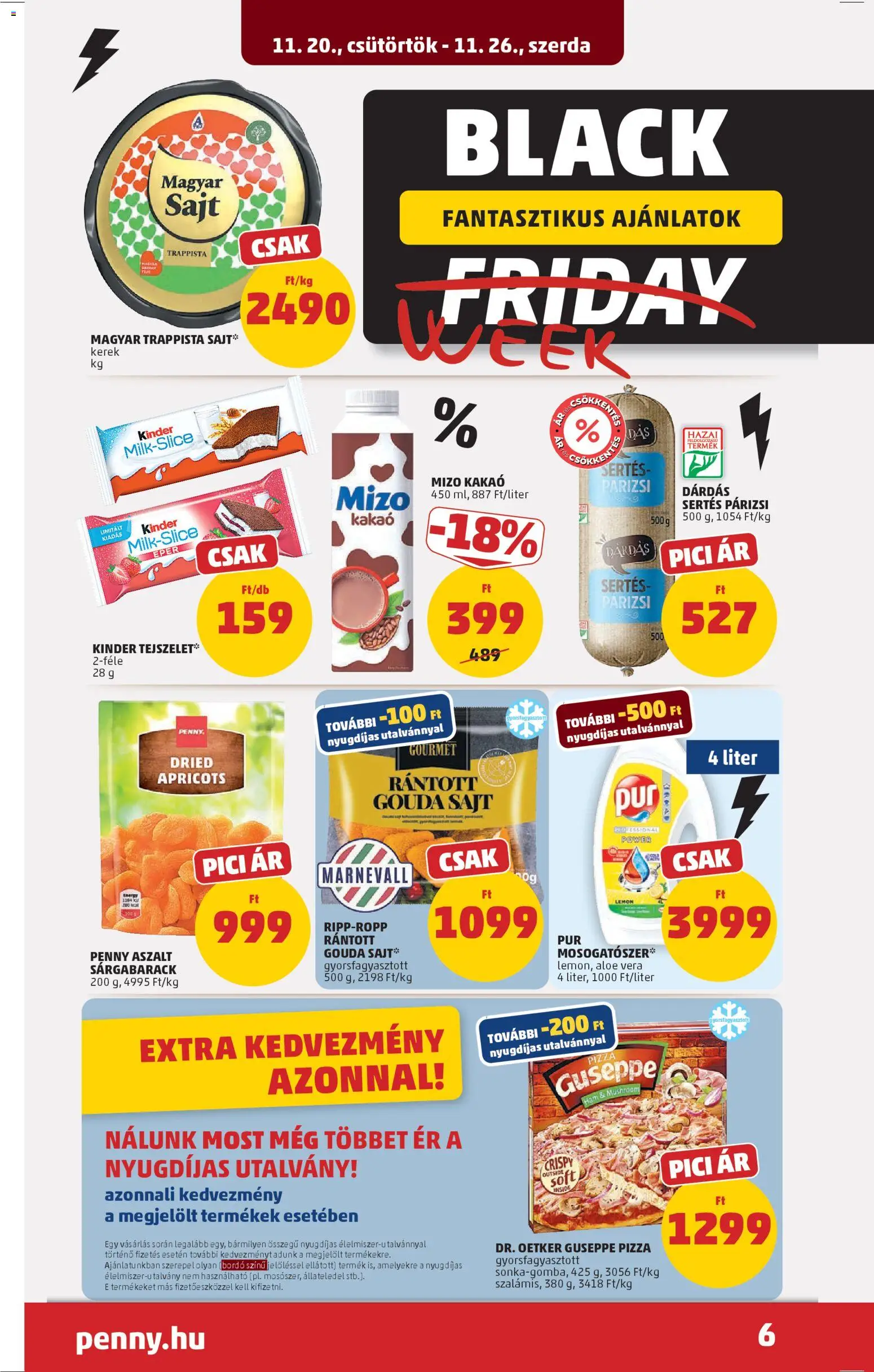 PENNY akciós ujság - amely érvényes a következő dátumtól: 20.11.2025 | Oldal: 10 | Termékek: Sárgabarack, Aloe vera, Sajt, Pizza