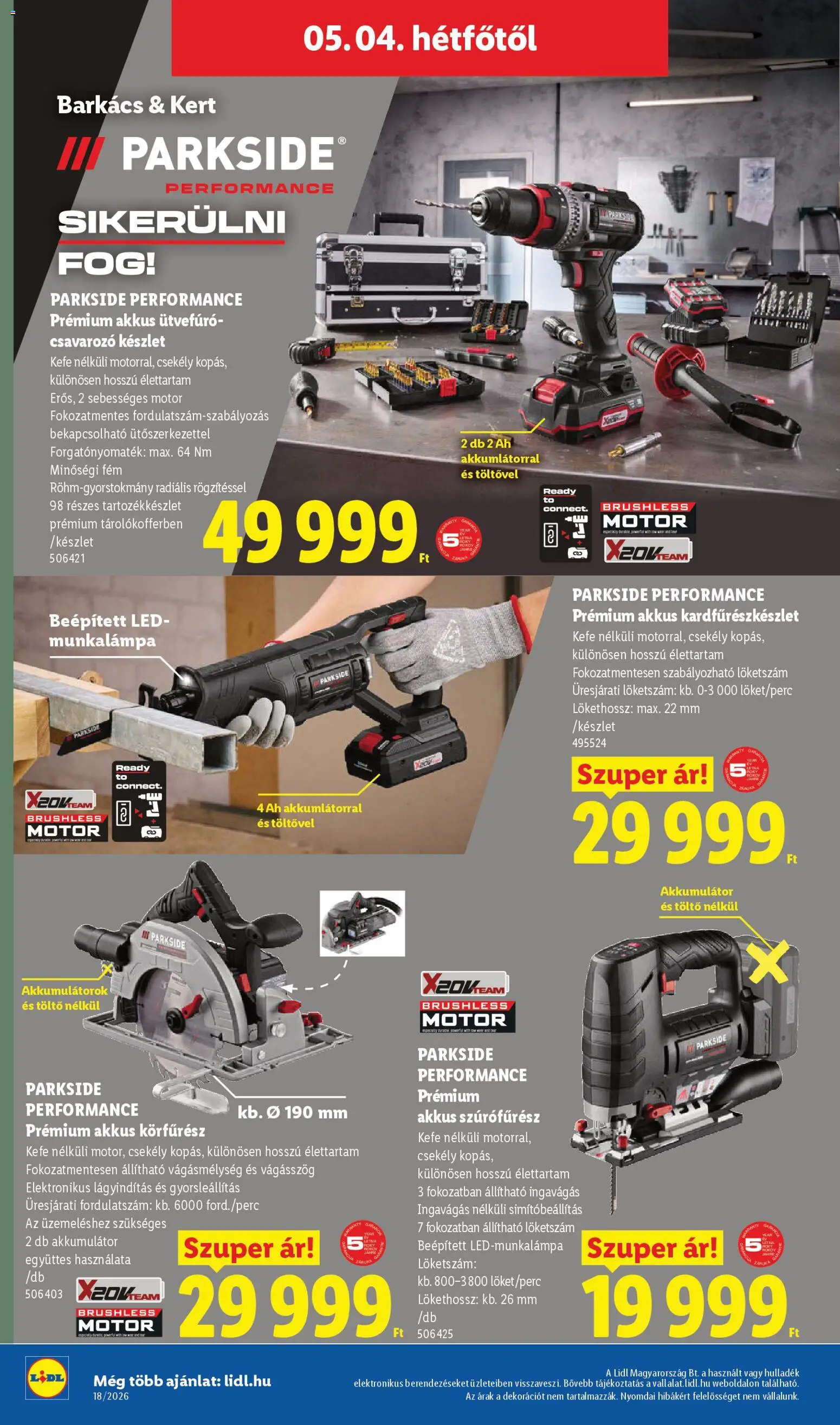 Lidl akciós ujság - amely érvényes a következő dátumtól: 30.04.2026 | Oldal: 44 | Termékek: Szúrófűrész, Körfűrész, Akkumulátor, Kefe