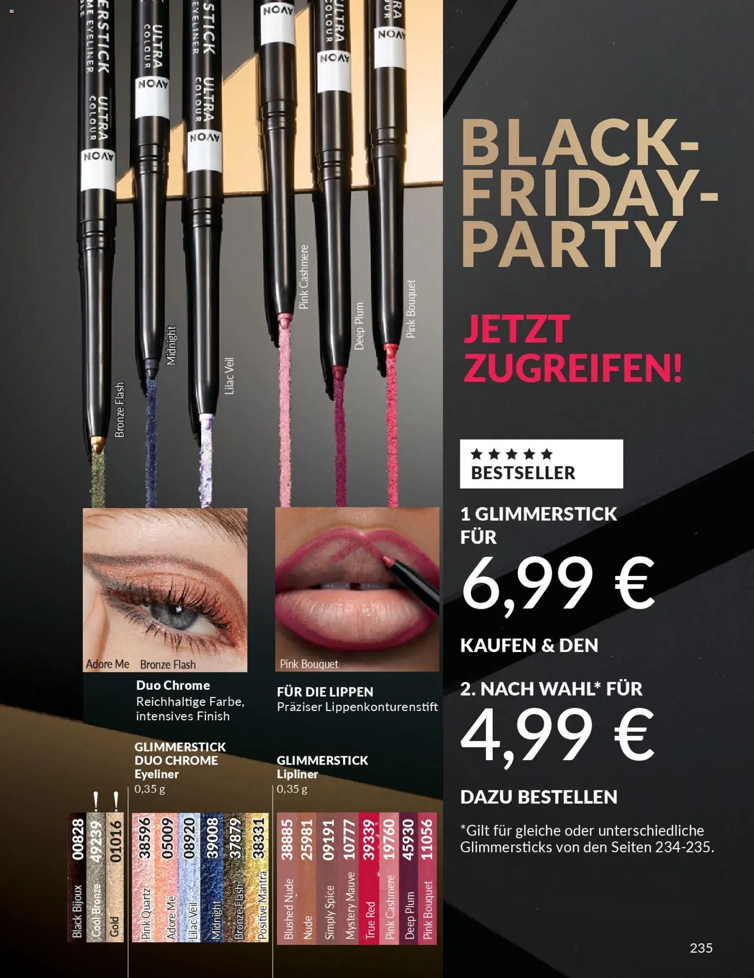 Avon - Black Friday – gültig ab 01.11.2025 | Seite: 237 | Produkte: Eyeliner, Finish, Lippenkonturenstift, Lipliner