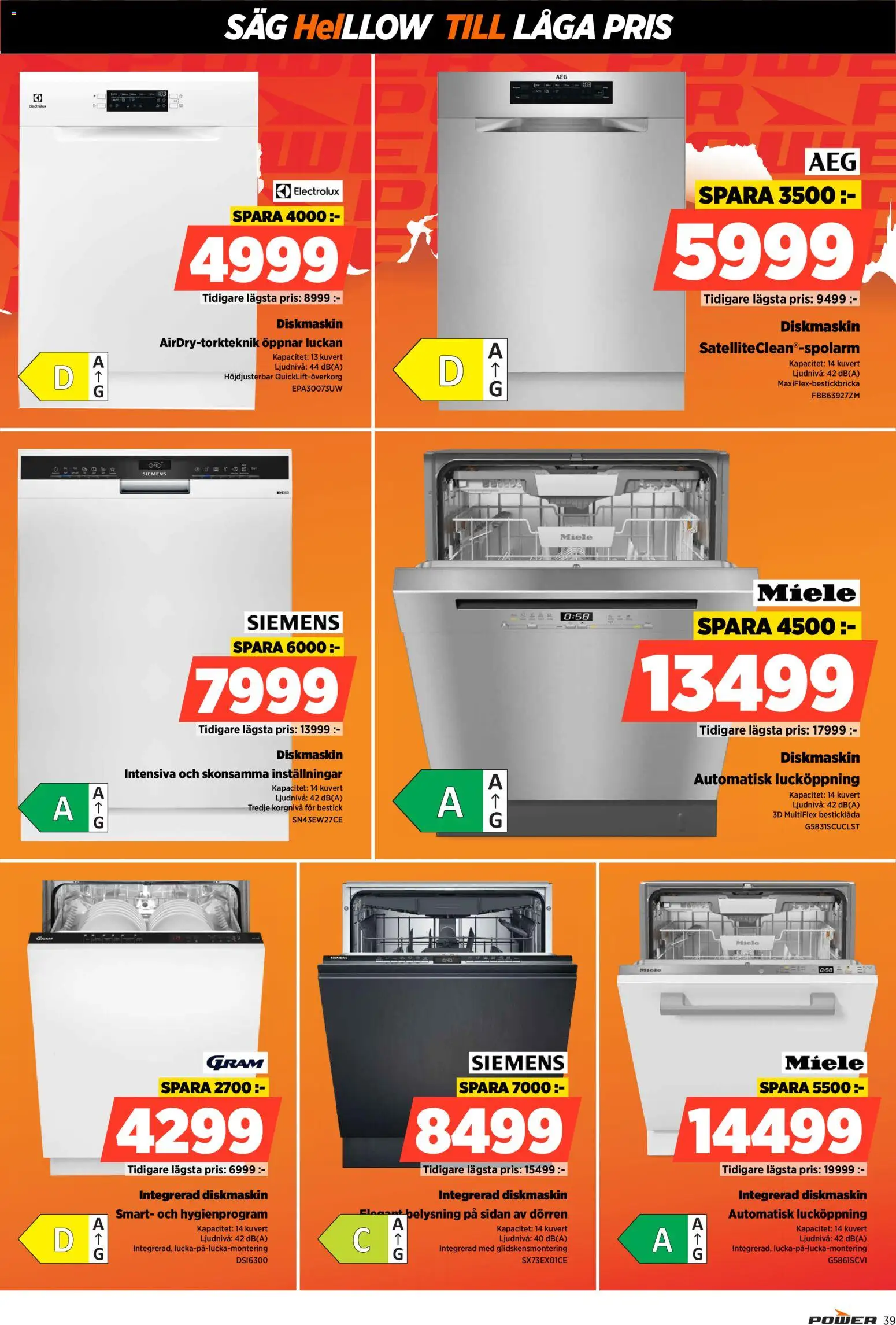 Power reklamblad aktuell från 22.12.2025 | Sida: 39 | Produkter: Diskmaskin, Såg, Kuvert