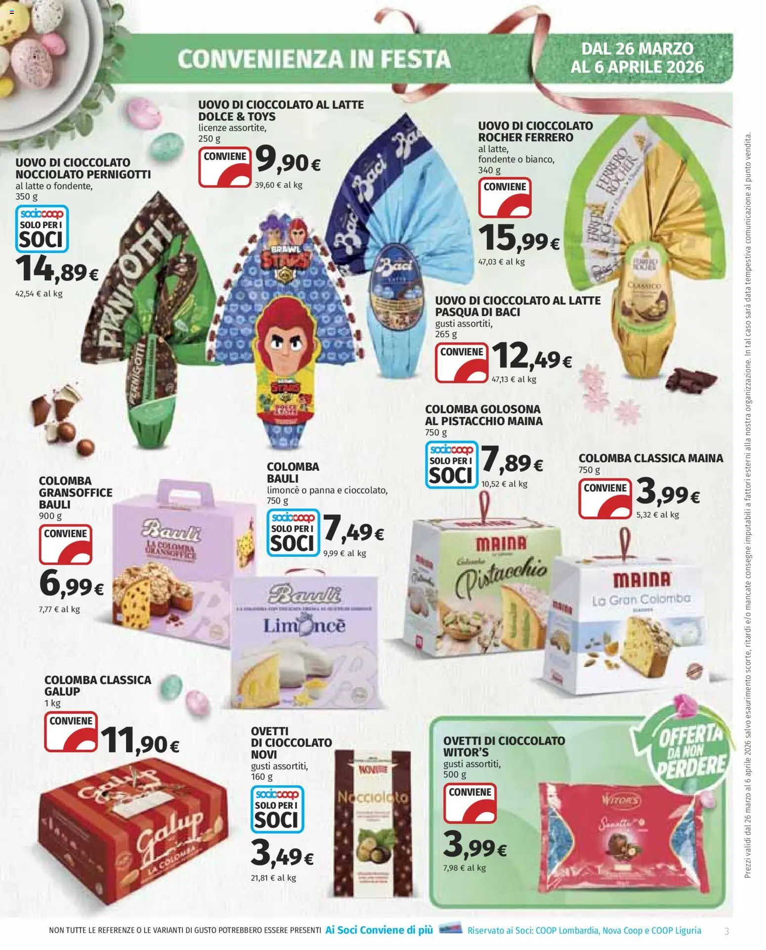 Volantino COOP del 26.03.2026 | Pagina: 3 | Prodotti: Cioccolato, Panna, Latte, Data