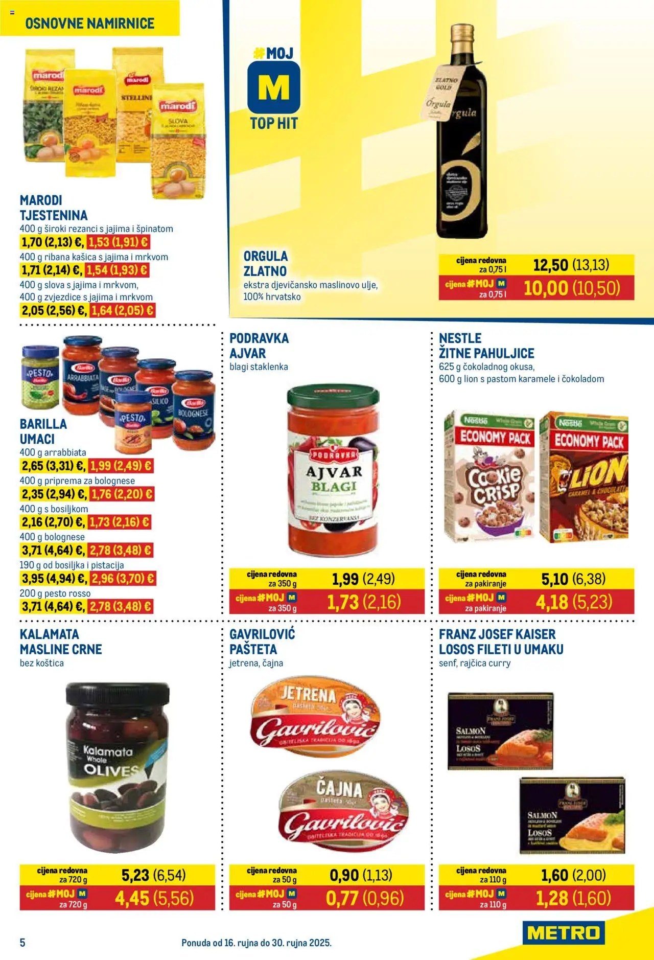Metro katalog | vrijedi od 16.09.2025 | Stranica: 5 | Proizvodi: Podravka, Ajvar, Losos, Barilla