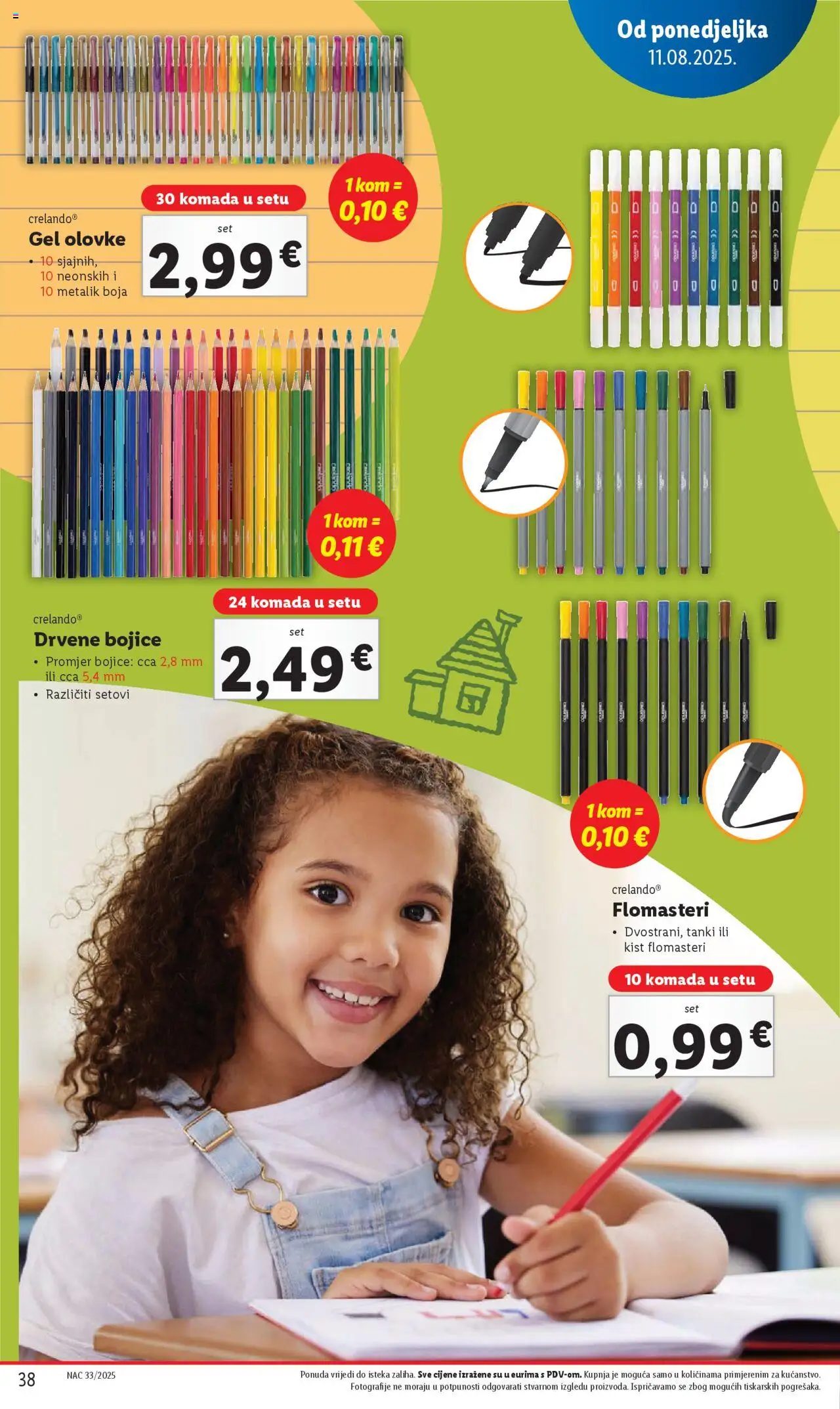 Lidl katalog | vrijedi od 11.08.2025 | Stranica: 38 | Proizvodi: Kist, Drvene bojice, Flomasteri