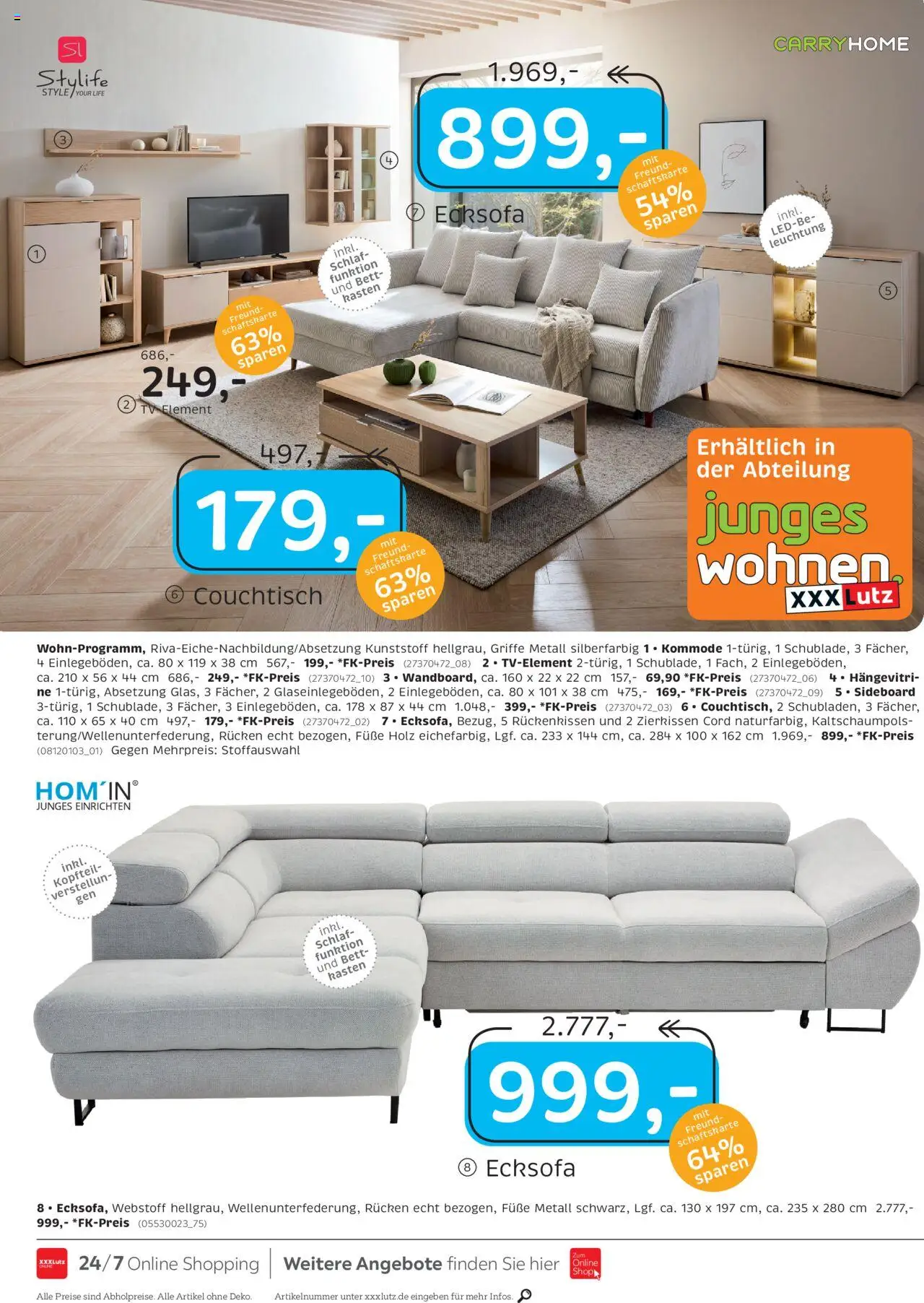 XXXL Lutz Restaurantgutscheine – gültig ab 02.10.2025 | Seite: 10 | Produkte: Sideboard, Ecksofa, Kommode, TV