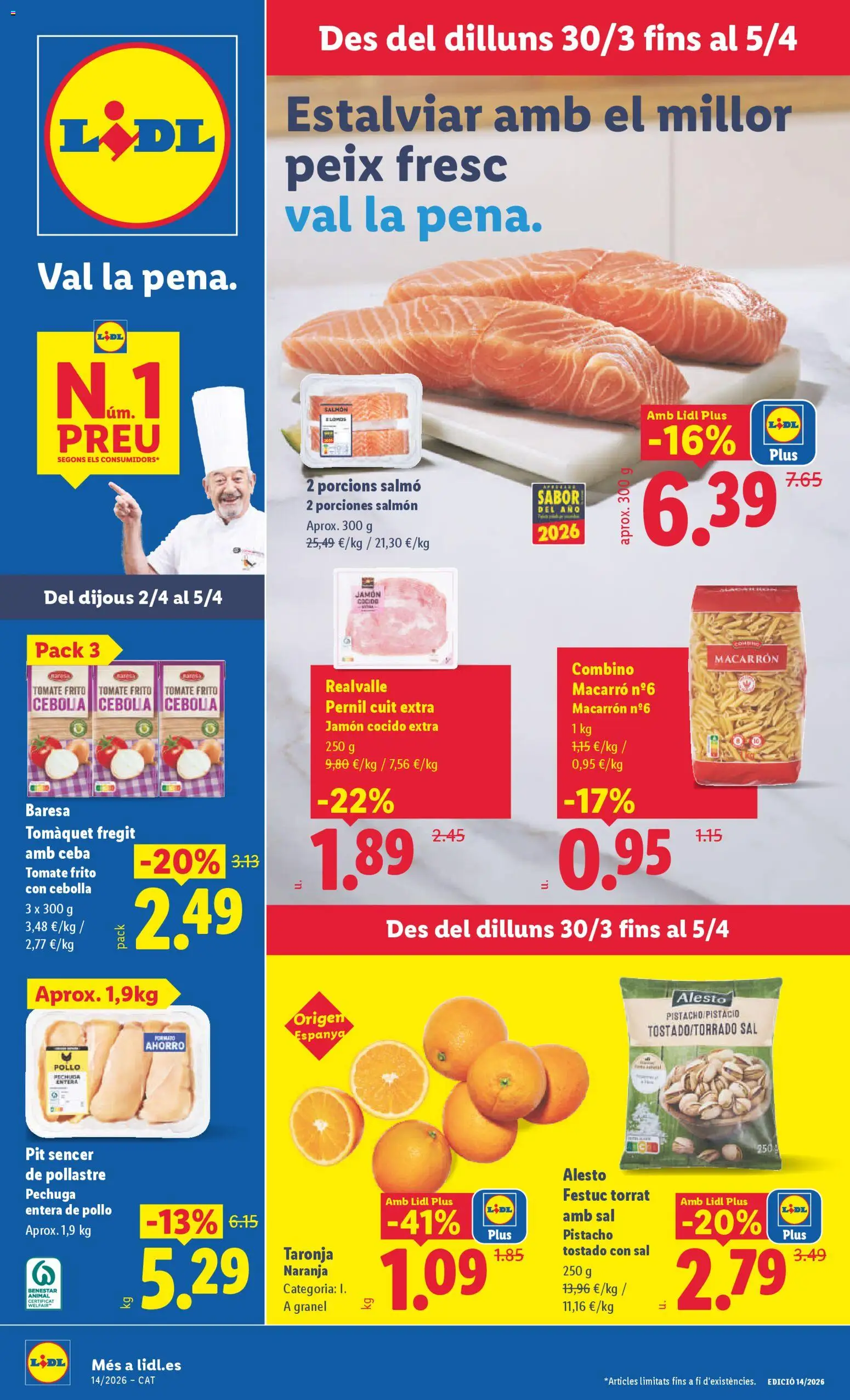 Lidl folleto │ válido desde el 30.03.2026 | Página: 1 | Productos: Jamón, Jamón cocido, Pasta, Παγωμένο τσάι