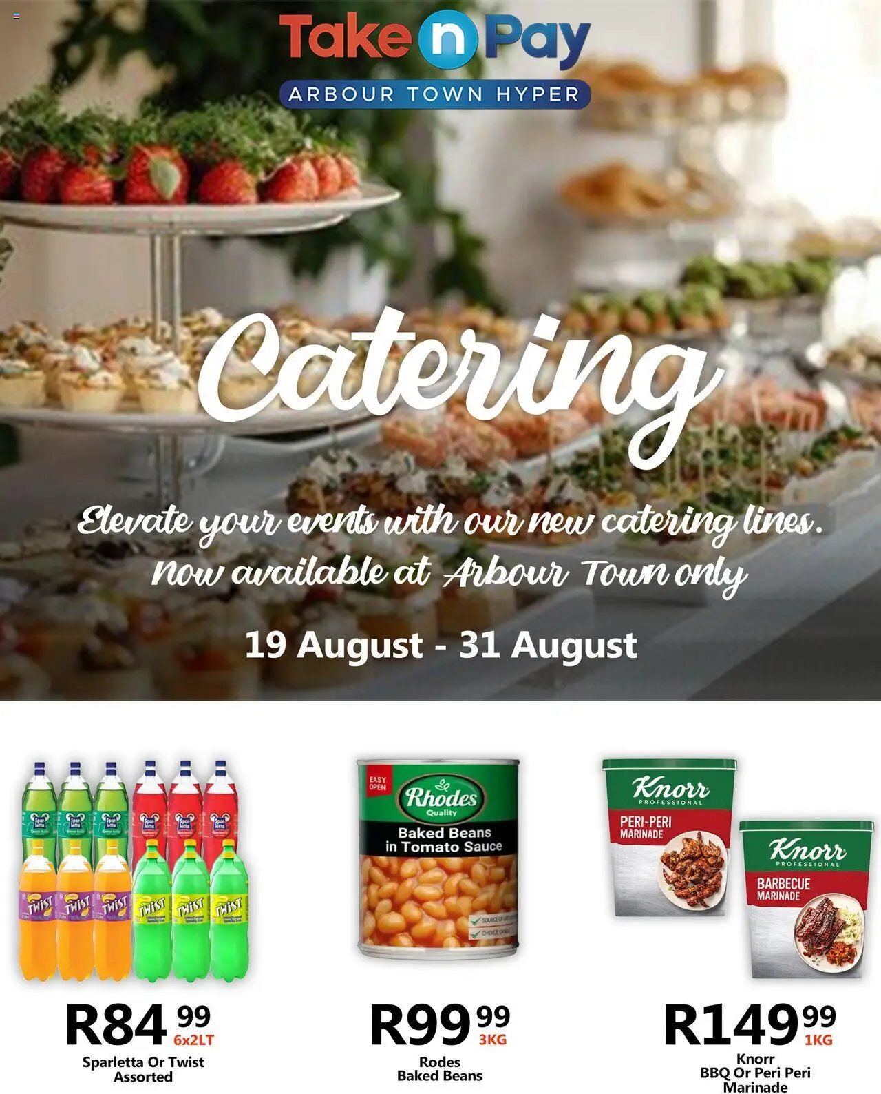 Take n Pay Catering Specials  │ valid from 19.08.2025 | Page: 1 | Products: Beans, Baked beans, Marinade, Sauce