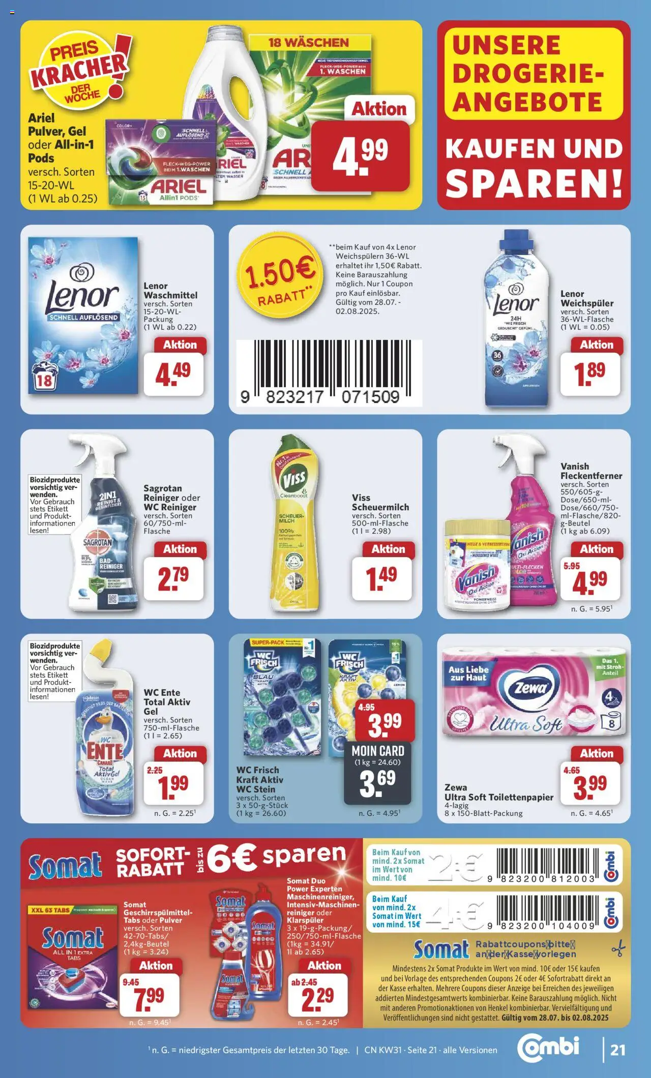 Combi Prospekt 	 - gültig ab dem 28.07.2025 | Seite: 28 | Produkte: Lenor, Bad, Wc frisch, Ente