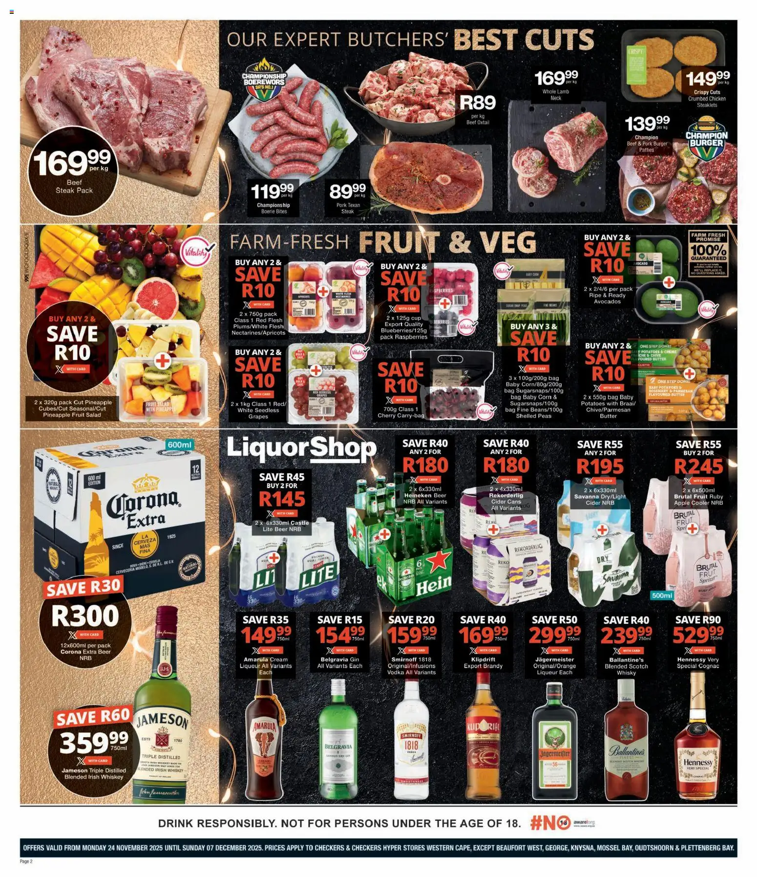 New Checkers catalogue – valid from 24.11.2025 | Page: 2 | Products: Bag, Beer, Gin, Avocados