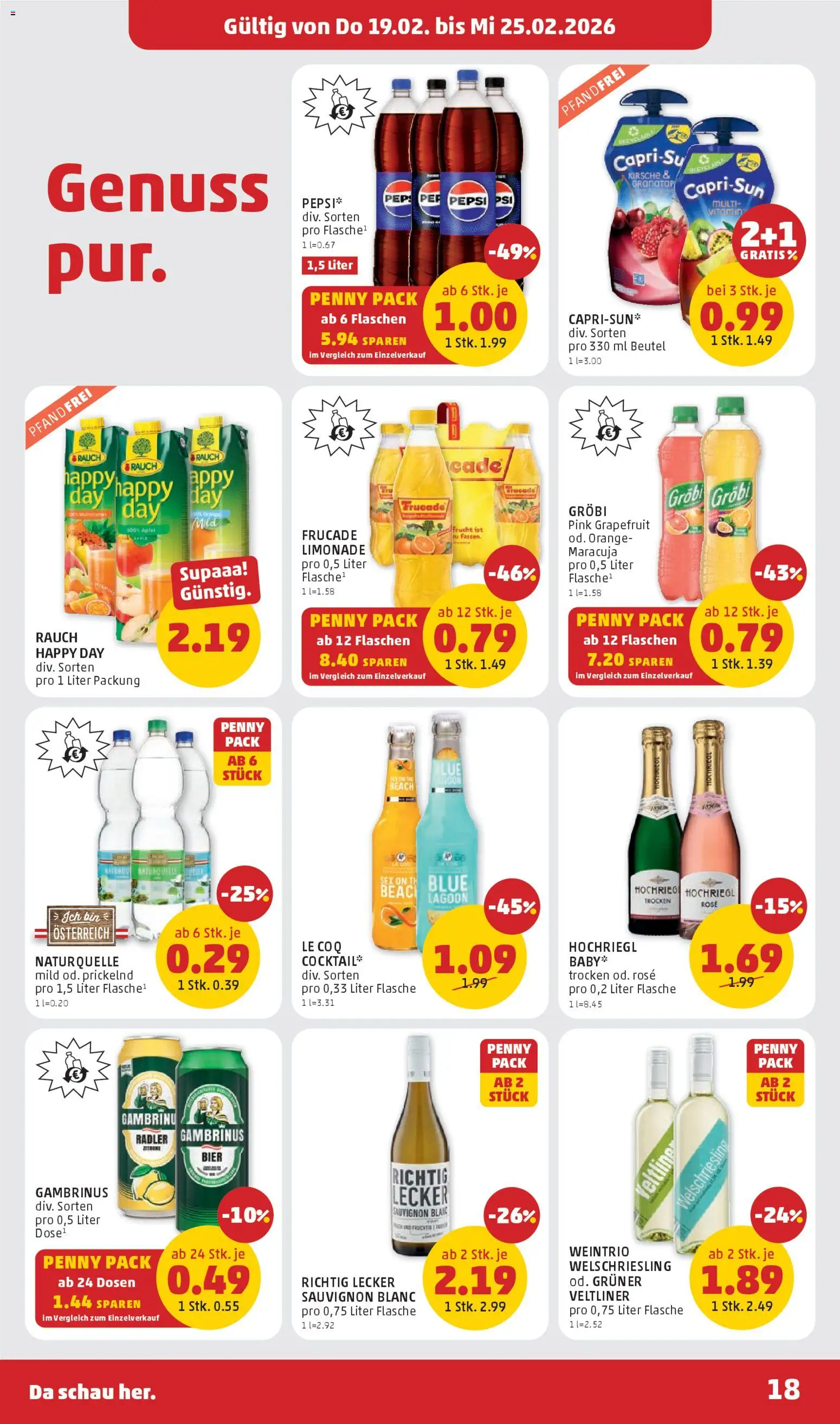 Penny Markt Flugblatt gültig ab 19.02.2026 | Seite: 18 | Produkte: Grapefruit, Zitrone, Bier, Äpfel