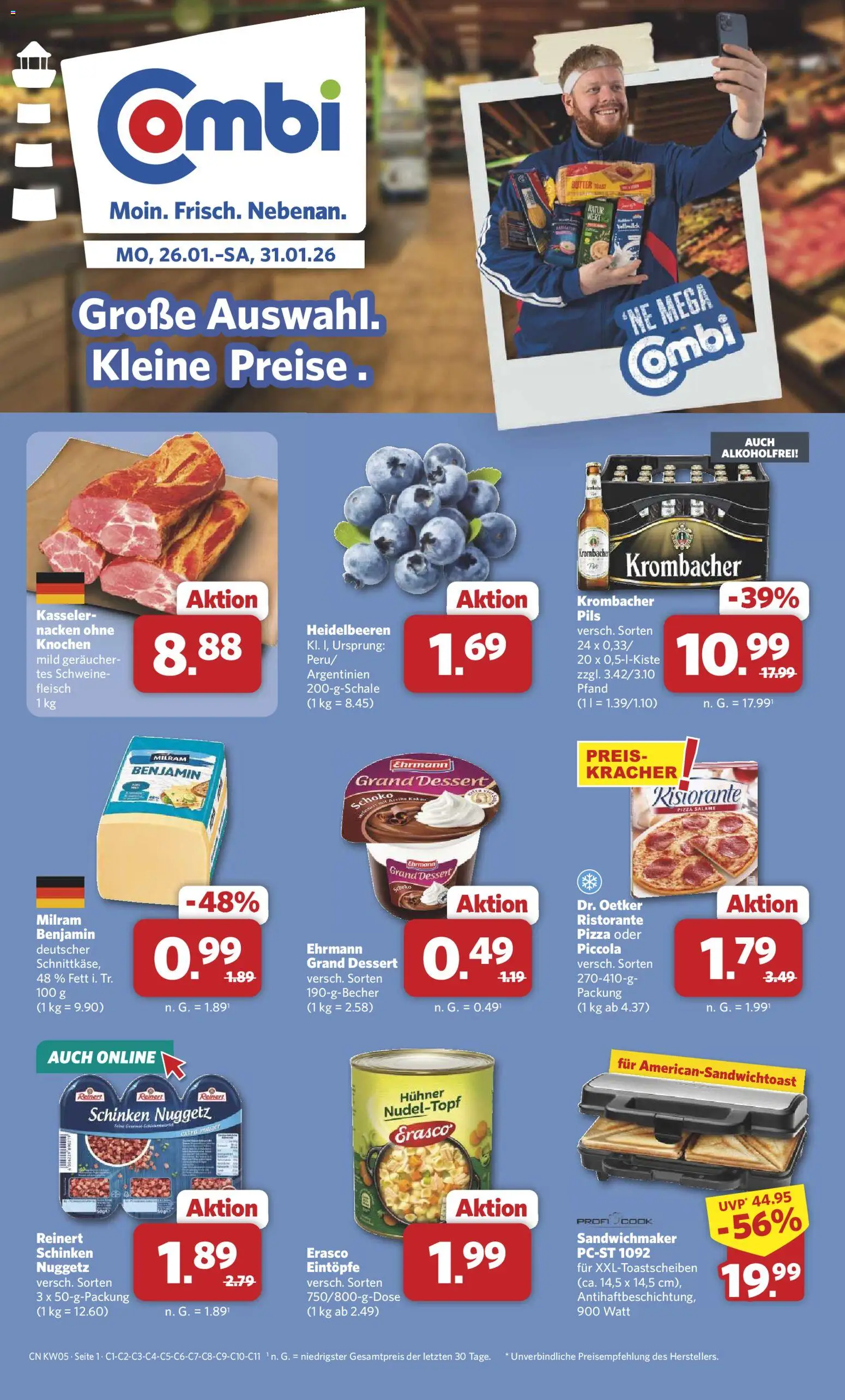 Combi Prospekt 	 – gültig ab 26.01.2026 | Seite: 1 | Produkte: Milram, Schinken, Erasco, Fleisch
