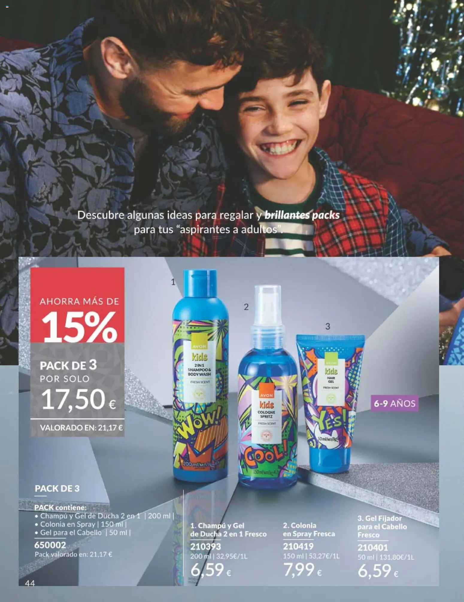 Catálogo AVON campaña 11 Black Friday │ válido desde el 01.11.2025 | Página: 44 | Productos: Champú, Colonia, Gel de ducha, Ducha