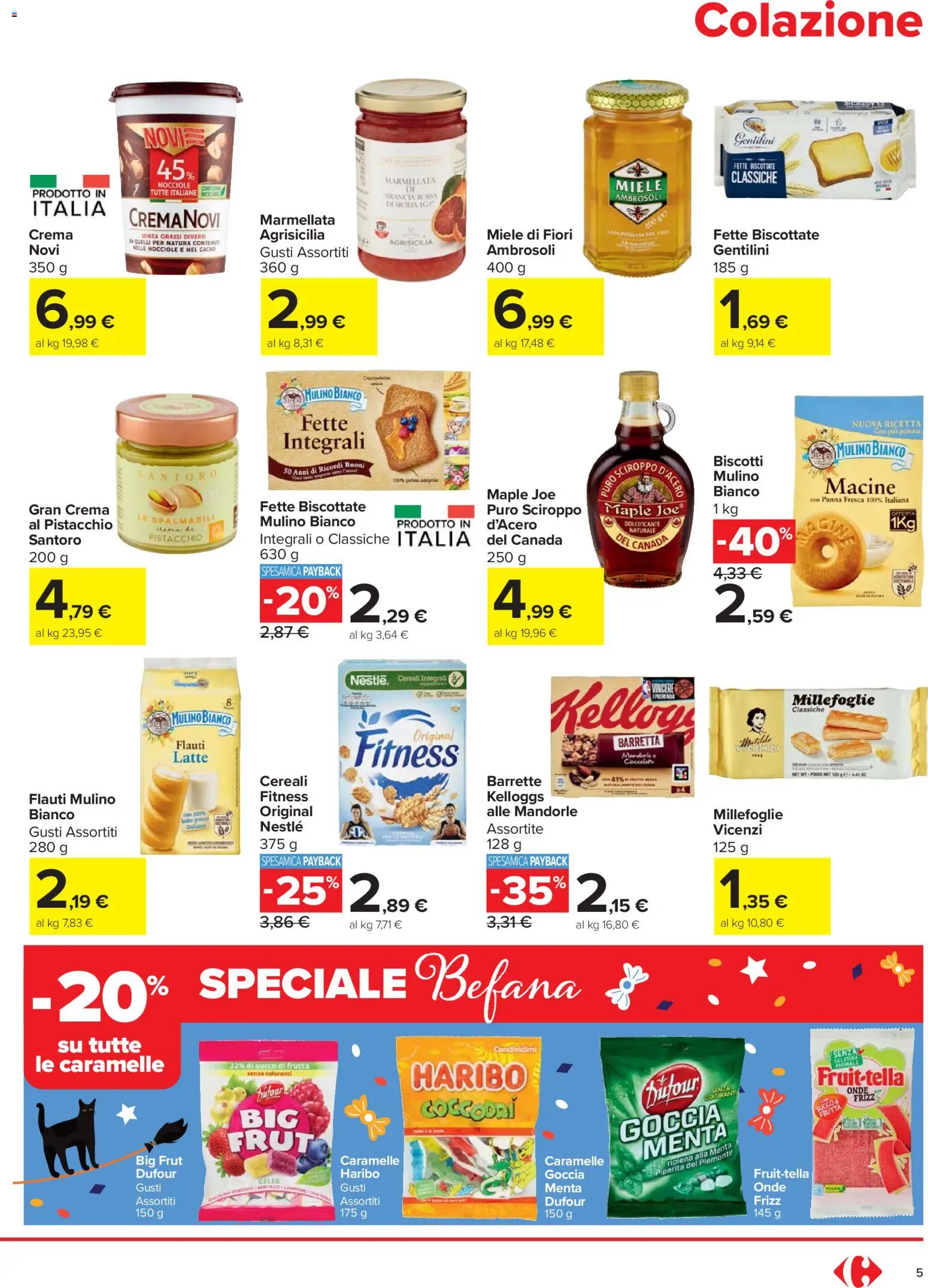 Volantino Carrefour del 27.12.2025 | Pagina: 5 | Prodotti: Succo, Frutta, Mandorle, Cacao