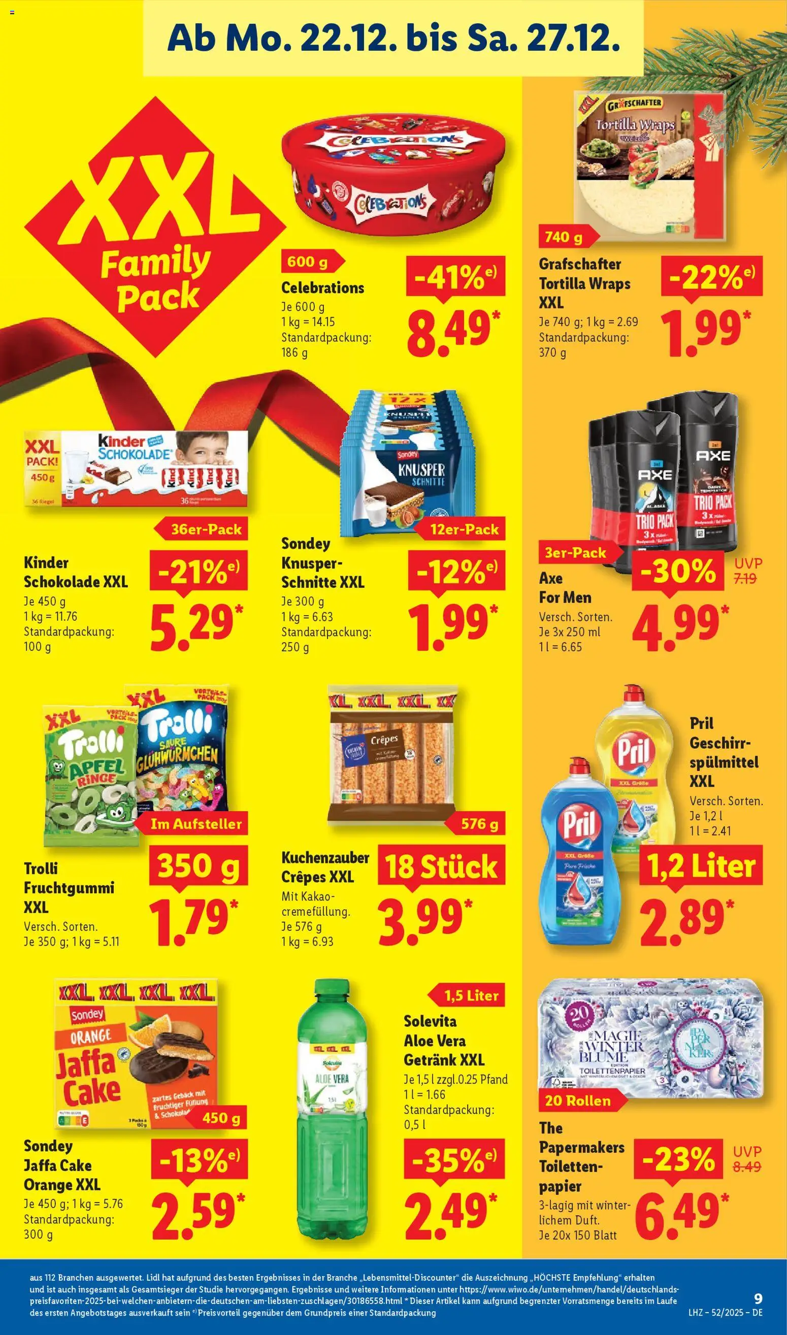 Lidl - Prospekt – gültig ab 22.12.2025 | Seite: 15 | Produkte: Schokolade, Äpfel, Pril, Toilettenpapier