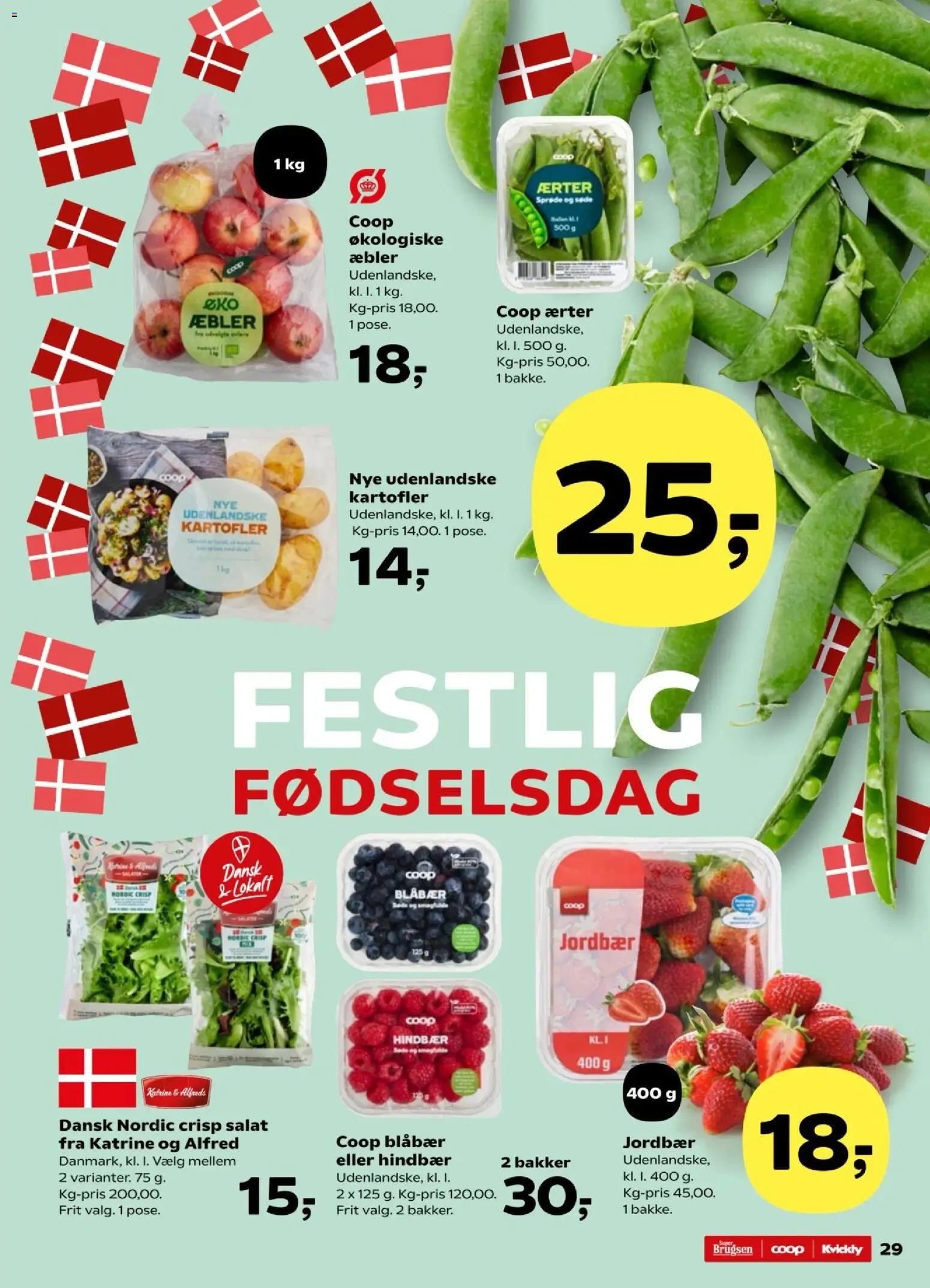 Kvickly tilbudsavis – gyldig fra 01.05.2026 | Side: 29 | Produkter: Æbler, Jordbær, Salat, Hindbær