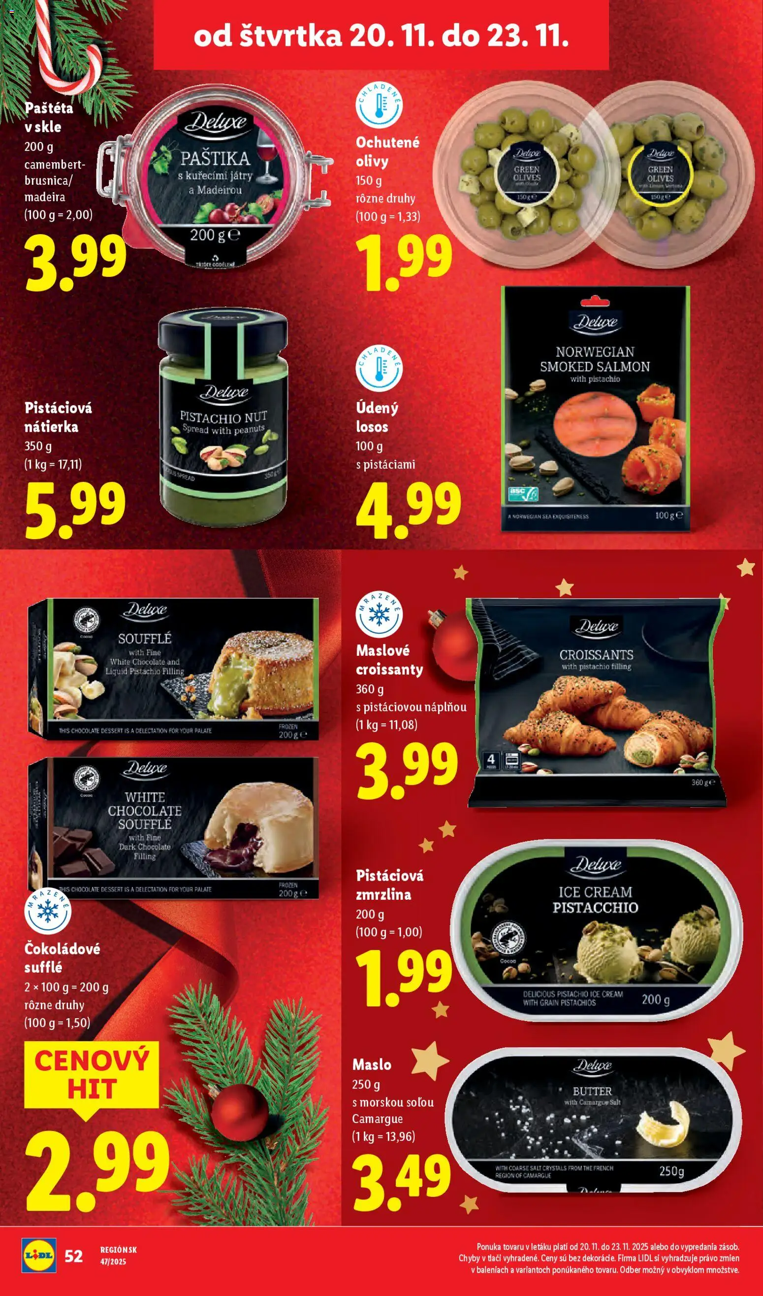 Nové Lidl akcie – leták je platný od 20.11.2025 | Strana: 20 | Produkty: Maslo, Croissant, Zmrzlina, Losos