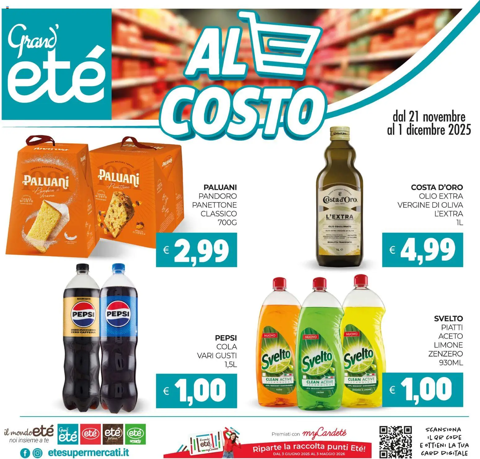 Volantino Eté del 21.11.2025 | Pagina: 1 | Prodotti: Olio, Aceto, Olio extra vergine, Pepsi