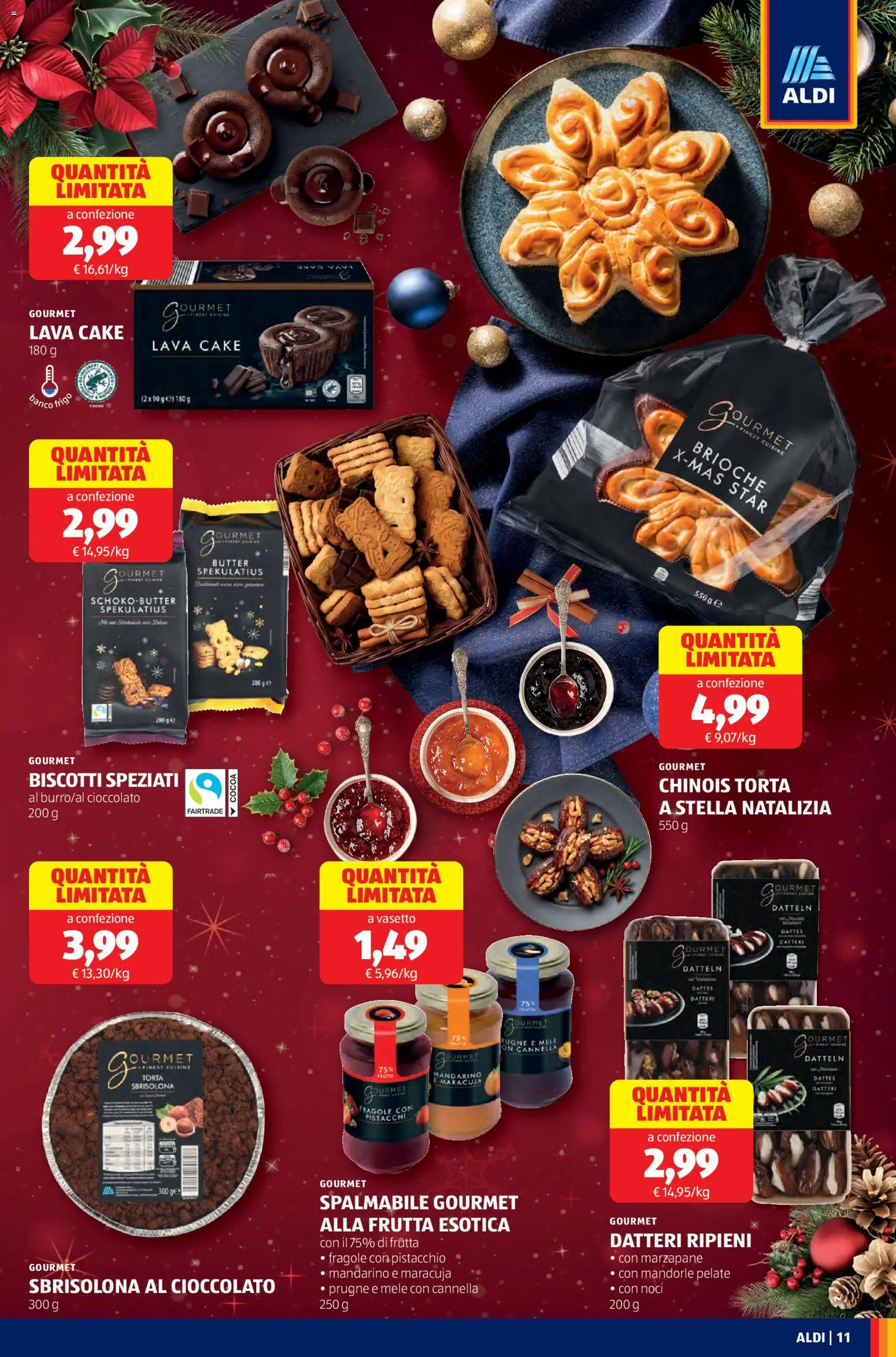 Volantino Aldi del 24.11.2025 | Pagina: 11 | Prodotti: Cioccolato, Fragole, Biscotti, Noci