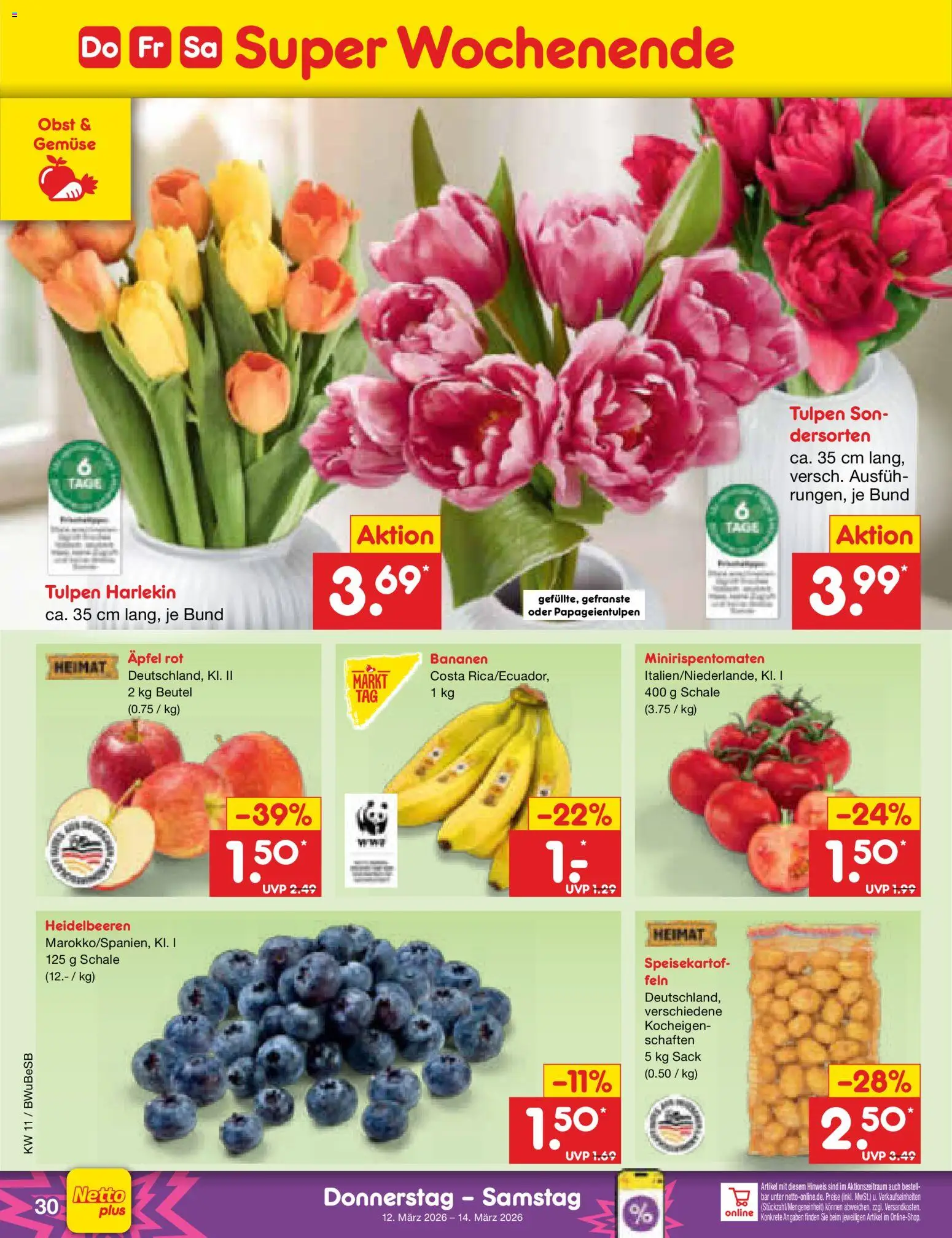 Netto Marken-Discount Prospekt 	 – gültig ab 09.03.2026 | Seite: 46 | Produkte: Äpfel, Bananen, Heidelbeeren, Gemüse